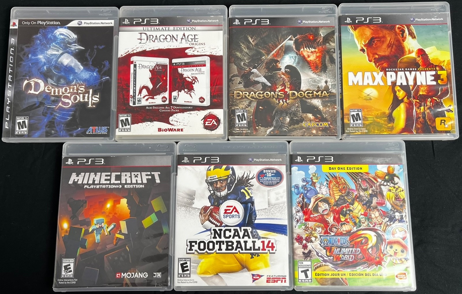 7 Game Lot Playstation 3 – Demons Souls, Dragon Age, Minecraft, Max Payne, etc.