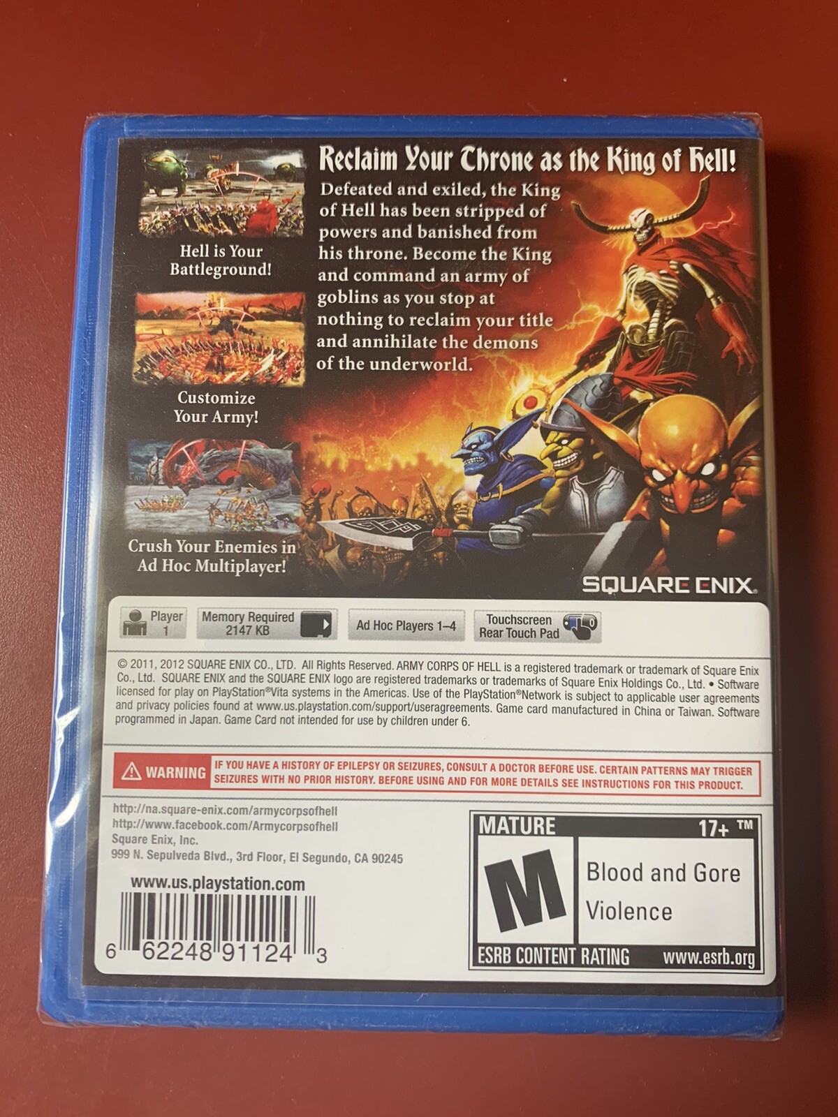 Army Corps of Hell PS Vita (Sony PlayStation Vita, 2012) Brand New