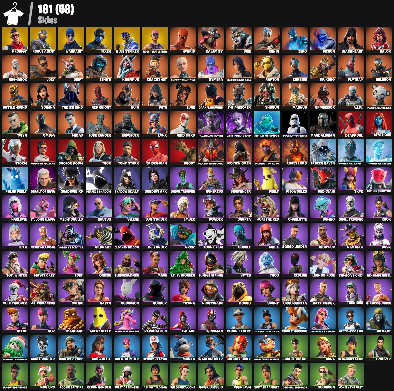 181 Set: OG STW, Prodigy, Rogue Agent, Drift, Omega, Deadpool, Spider-Man