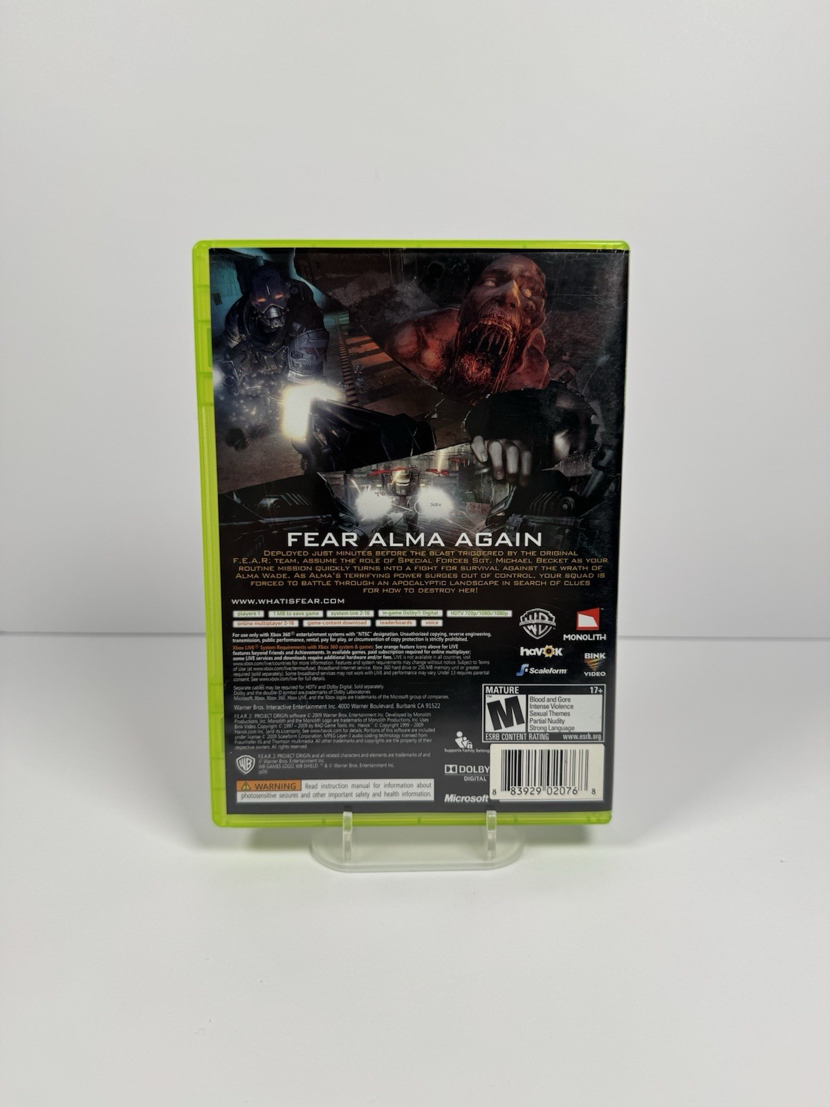 F.E.A.R. 2: Project Origin (Microsoft Xbox 360, 2009) Complete