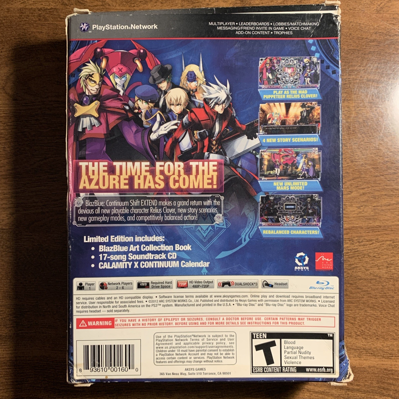 BlazBlue: Continuum Shift Extend — Limited Edition (Sony PlayStation 3, 2012)