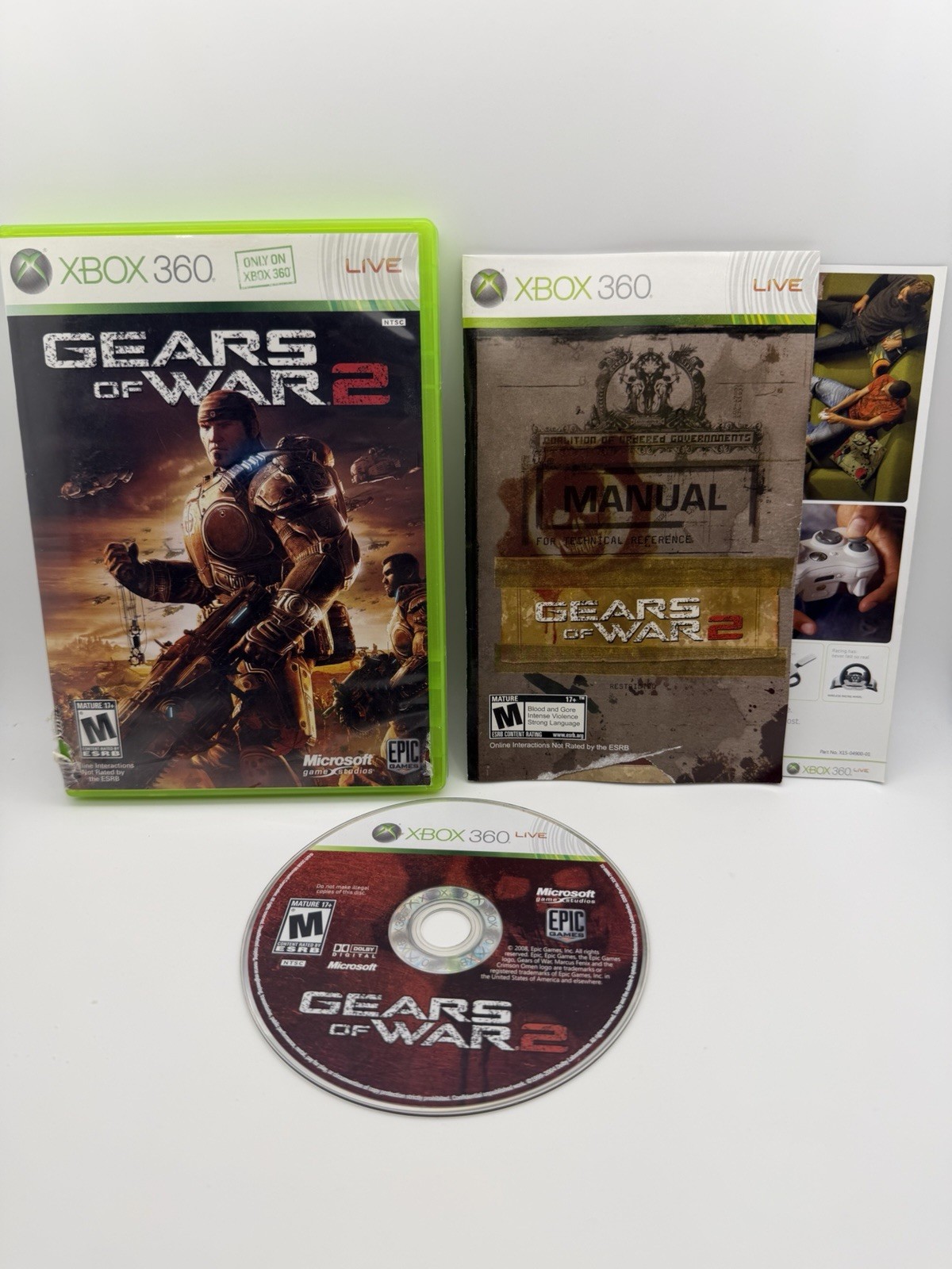 Gears of War 2 Video Game (Microsoft Xbox 360, 2008) w/ Manual CIB – TESTED