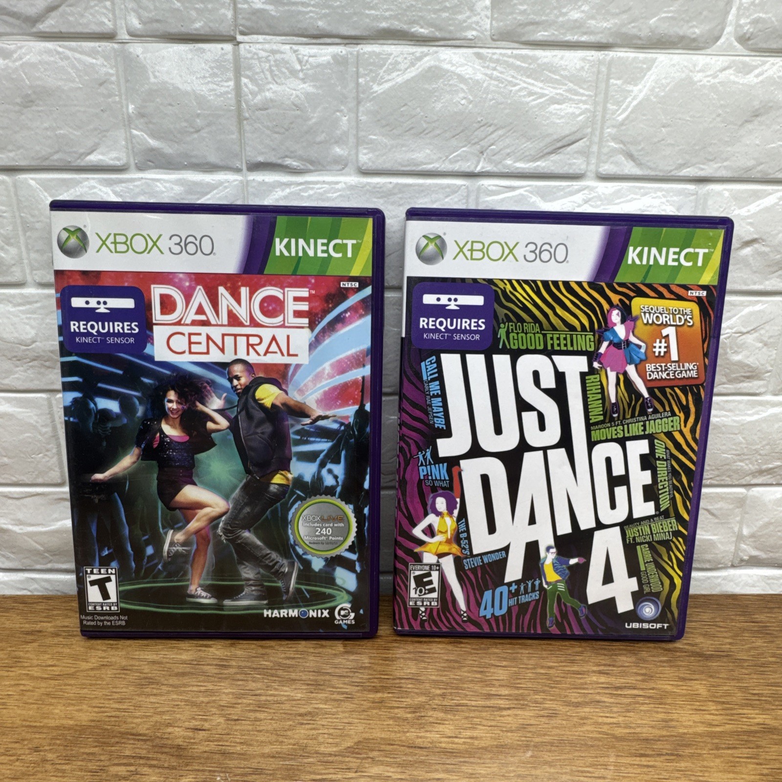 Dance Central 1 & Just Dance 4 Bundle (Microsoft Xbox 360, 2012) Tested Working