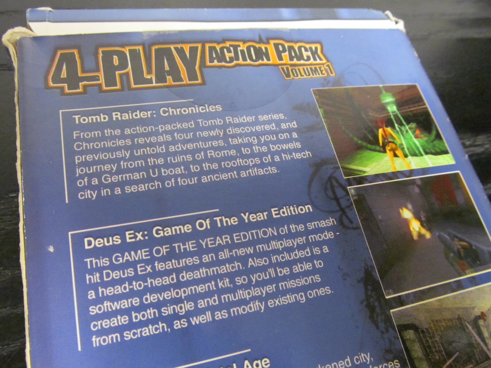 Video Game PC 4-Play Action Pack Volume Deus EX Thief II Commandos 2 Tomb Raider