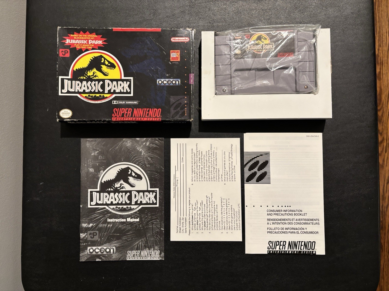 Nintendo SNES – Jurassic Park CIB Complete Tested & Works with Registration Card