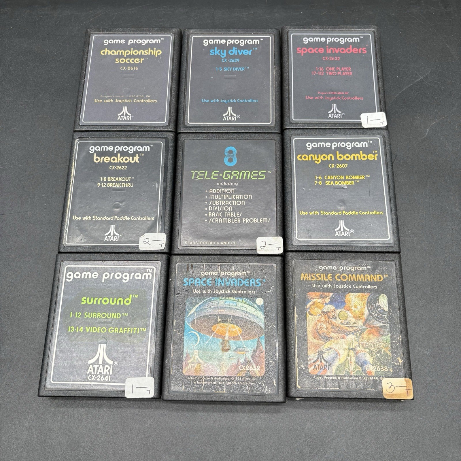 Lot of 9 Atari 2600 Game Cartridges Space Invaders Breakout Missile Command -…