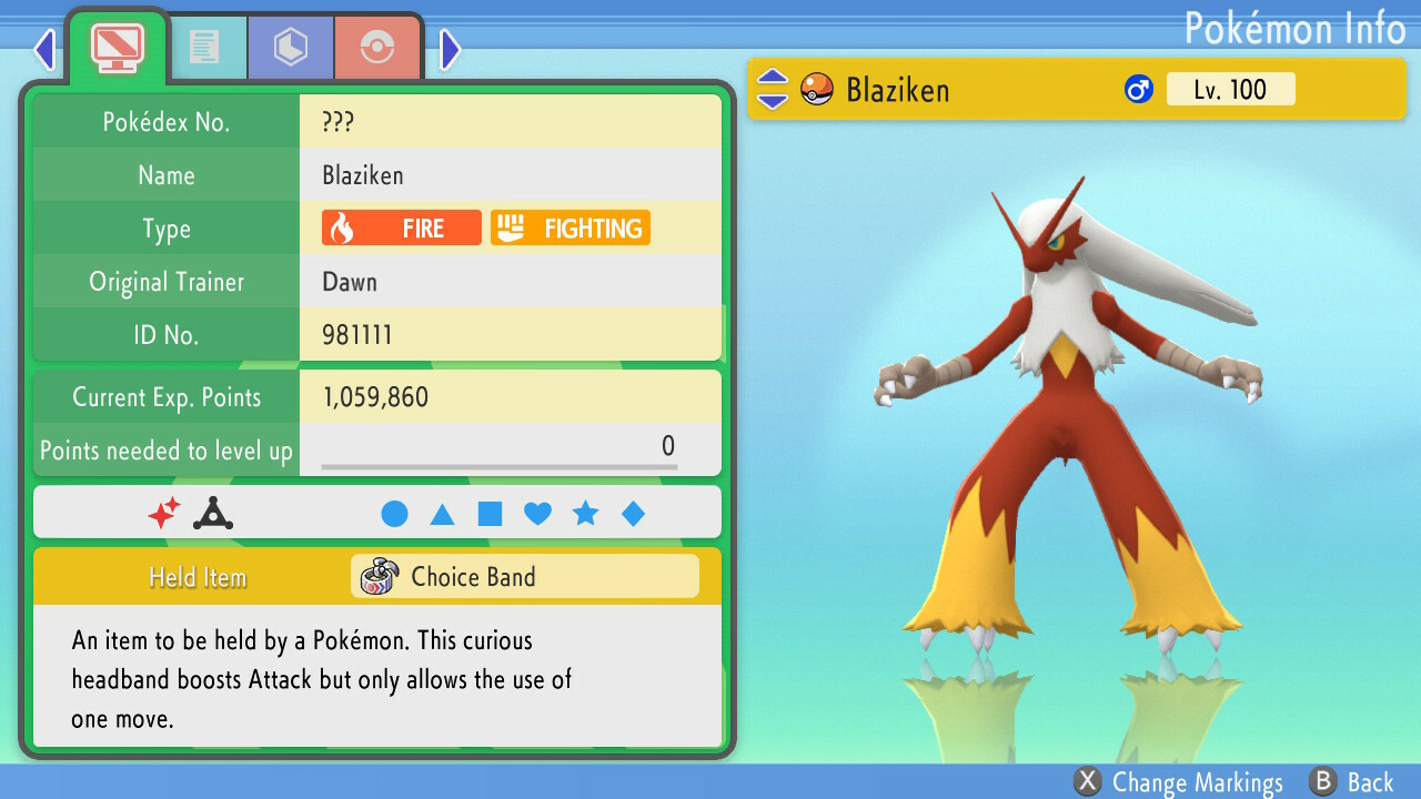 Shiny Blaziken 6IVs Pokemon BDSP