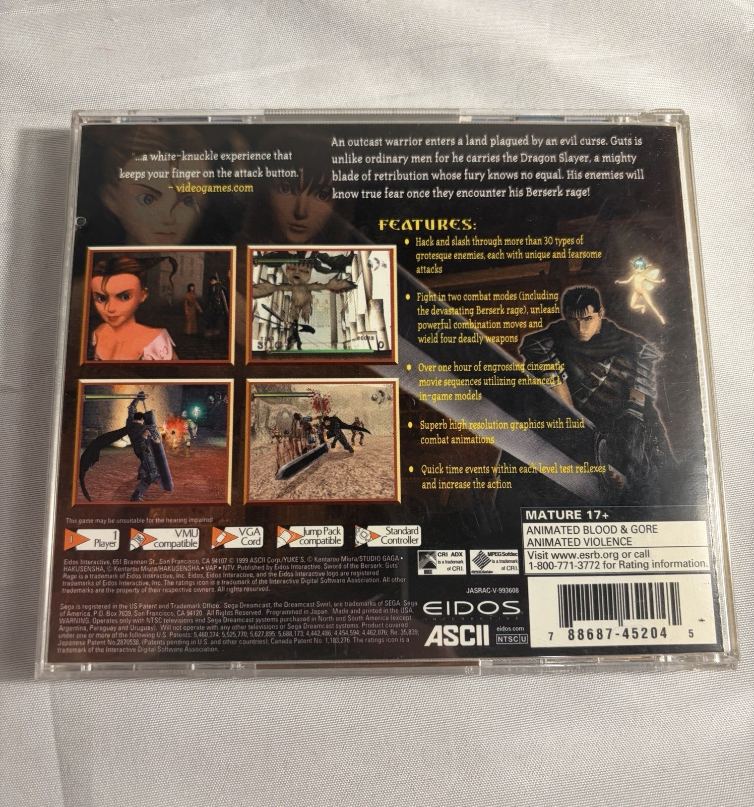 Sword of the Berserk: Guts’ Rage (Sega Dreamcast, 2000) CIB Complete Tested Reg