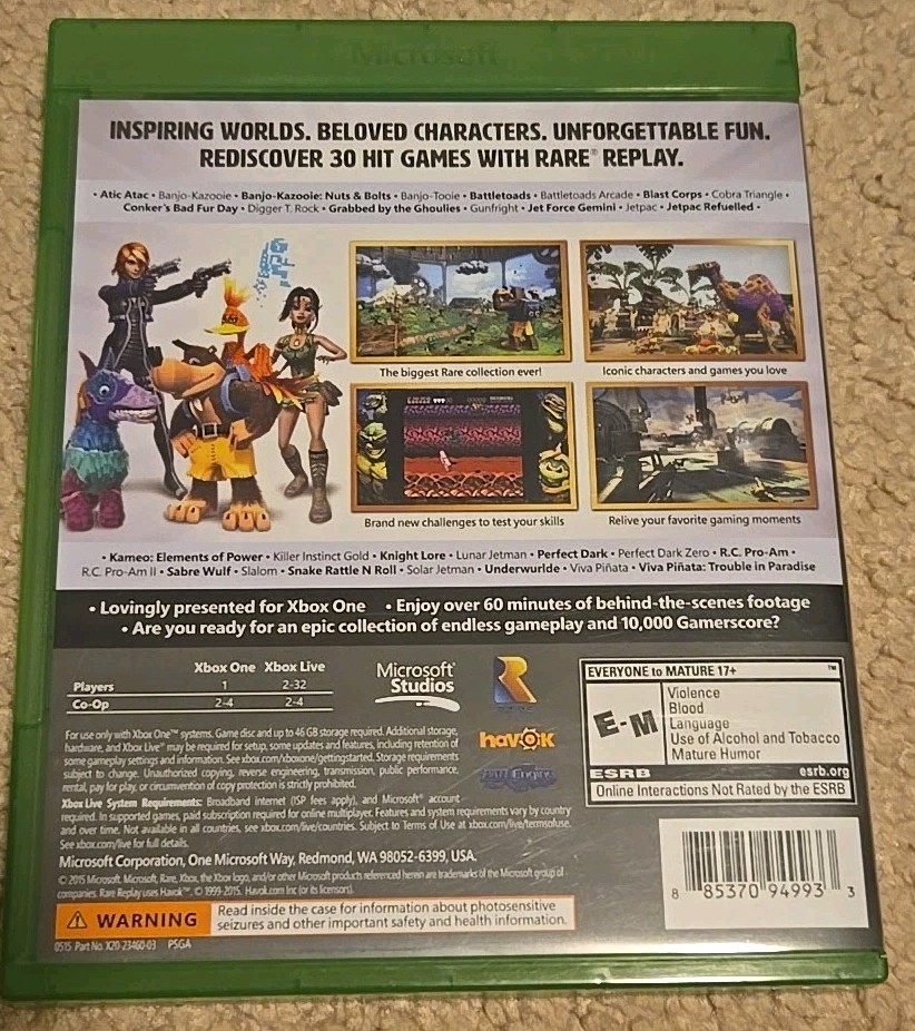 Rare Replay (Microsoft Xbox One, 2015) 30 Classic Games Conker Killer Instinct