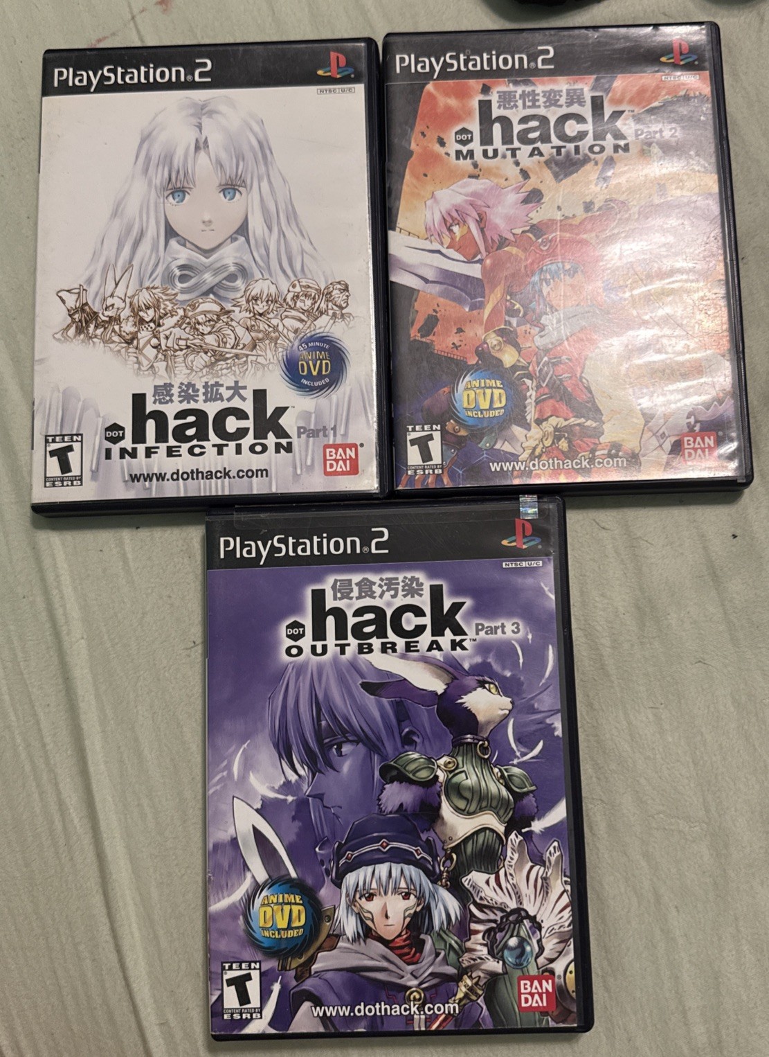 DOT .hack Infection Mutation Outbreak Part 1 2 3 PS2 ALL CIB w/ DVD EUC Tested