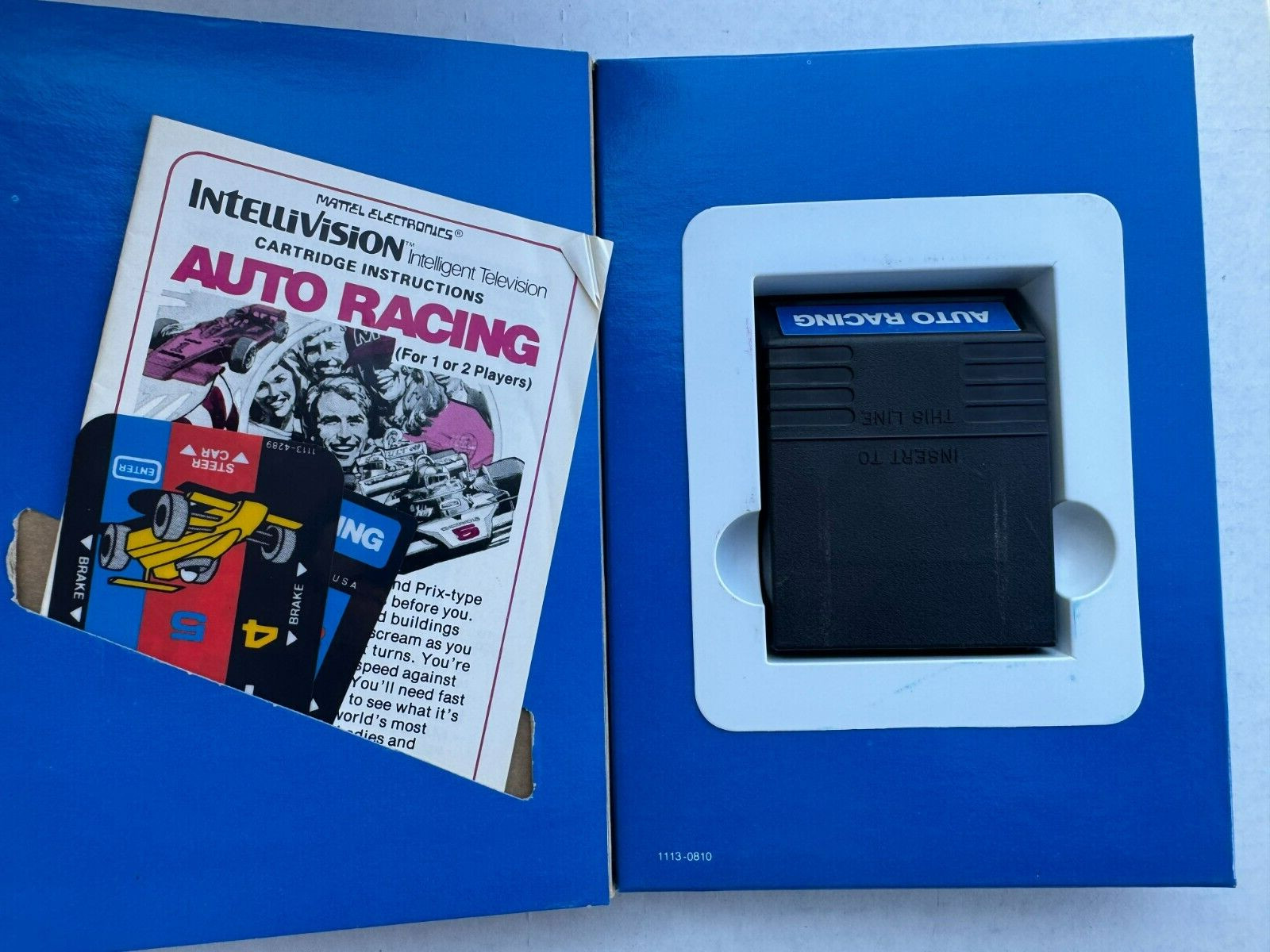Intellivision Mattel Electronics Auto Racing w/ Instructions, Overlays, Orig Box
