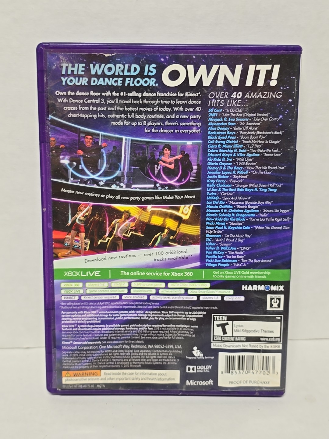 Dance Central 3 (Microsoft Xbox 360, 2012) Kinect Teen Dance Game