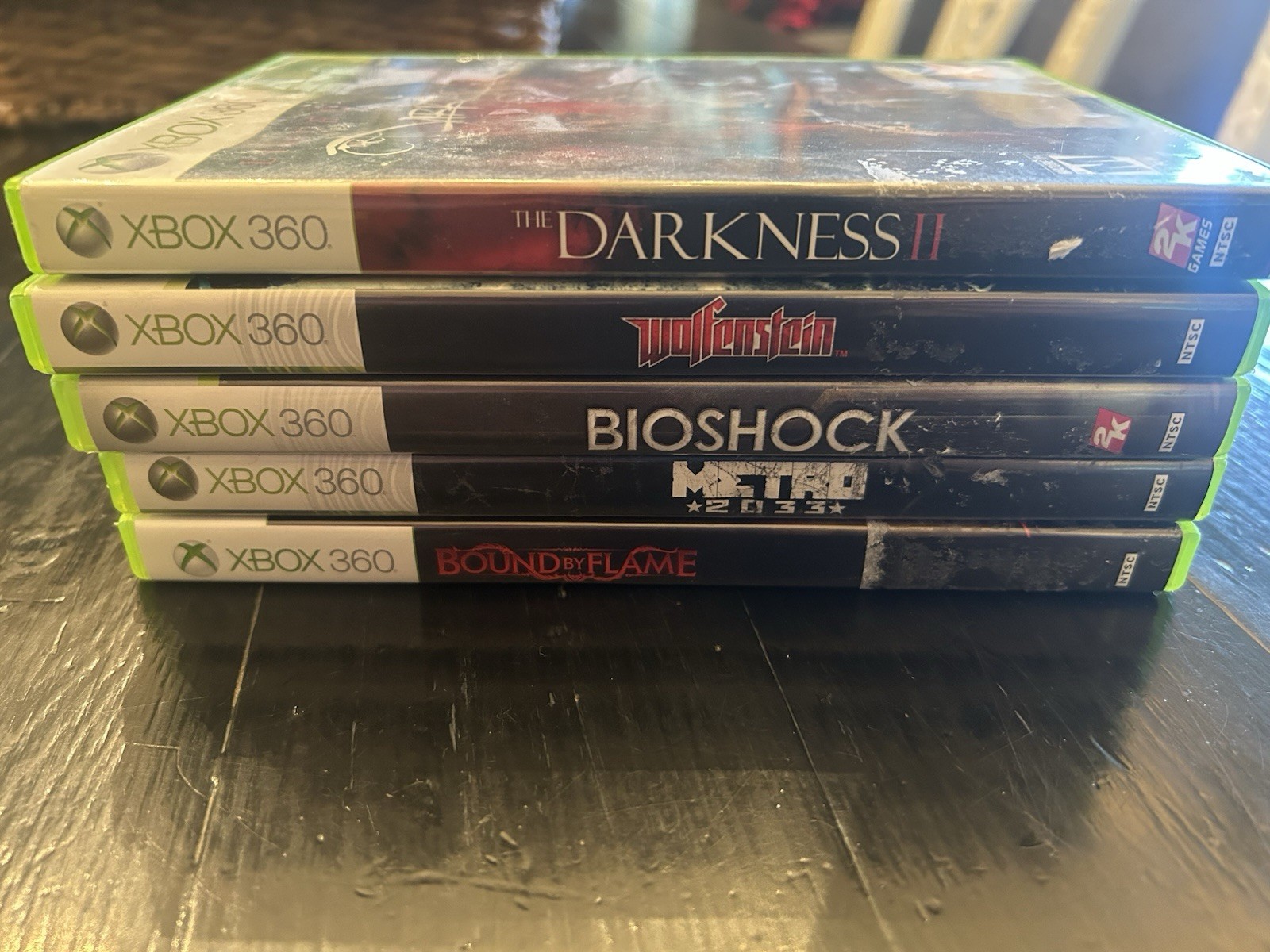 Xbox 360 Horror Game Lot Wolfenstein Darkness 2 Bio shock Metro 2033 Nice!