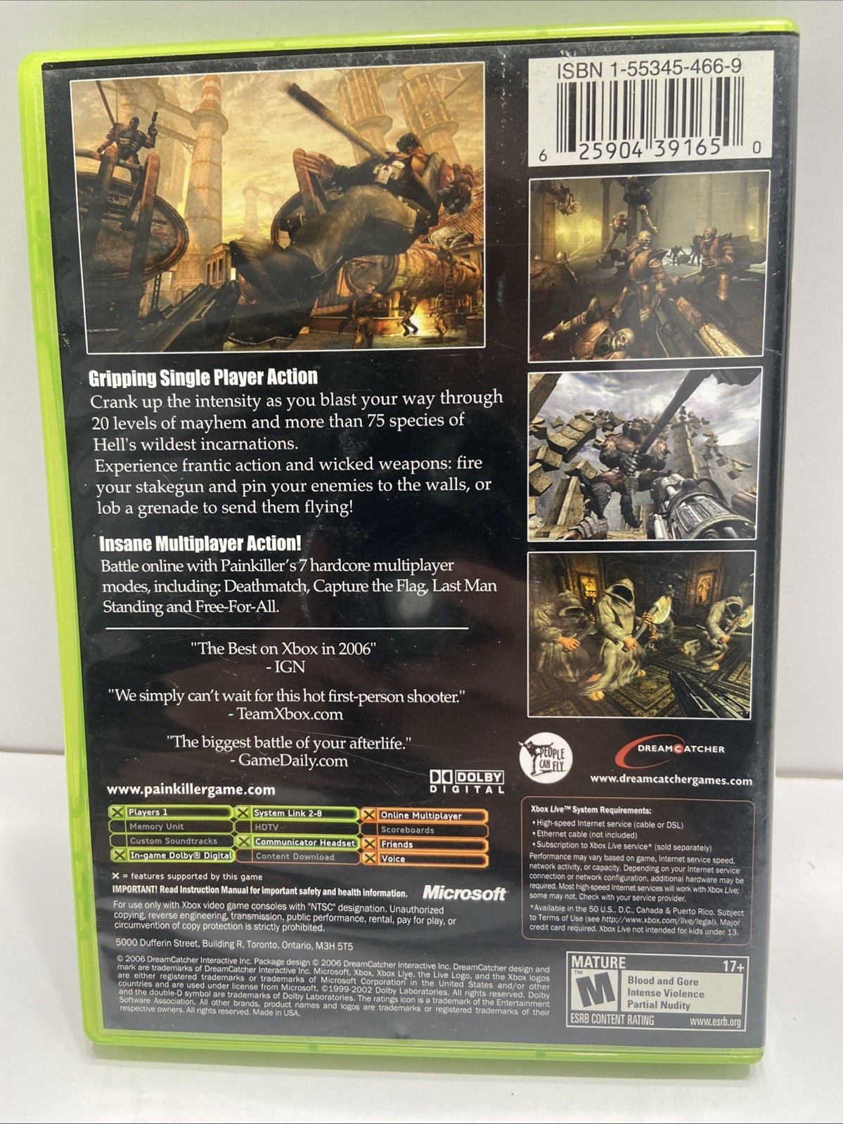 Painkiller: Hell Wars (Microsoft Xbox, 2006) CIB with Manual
