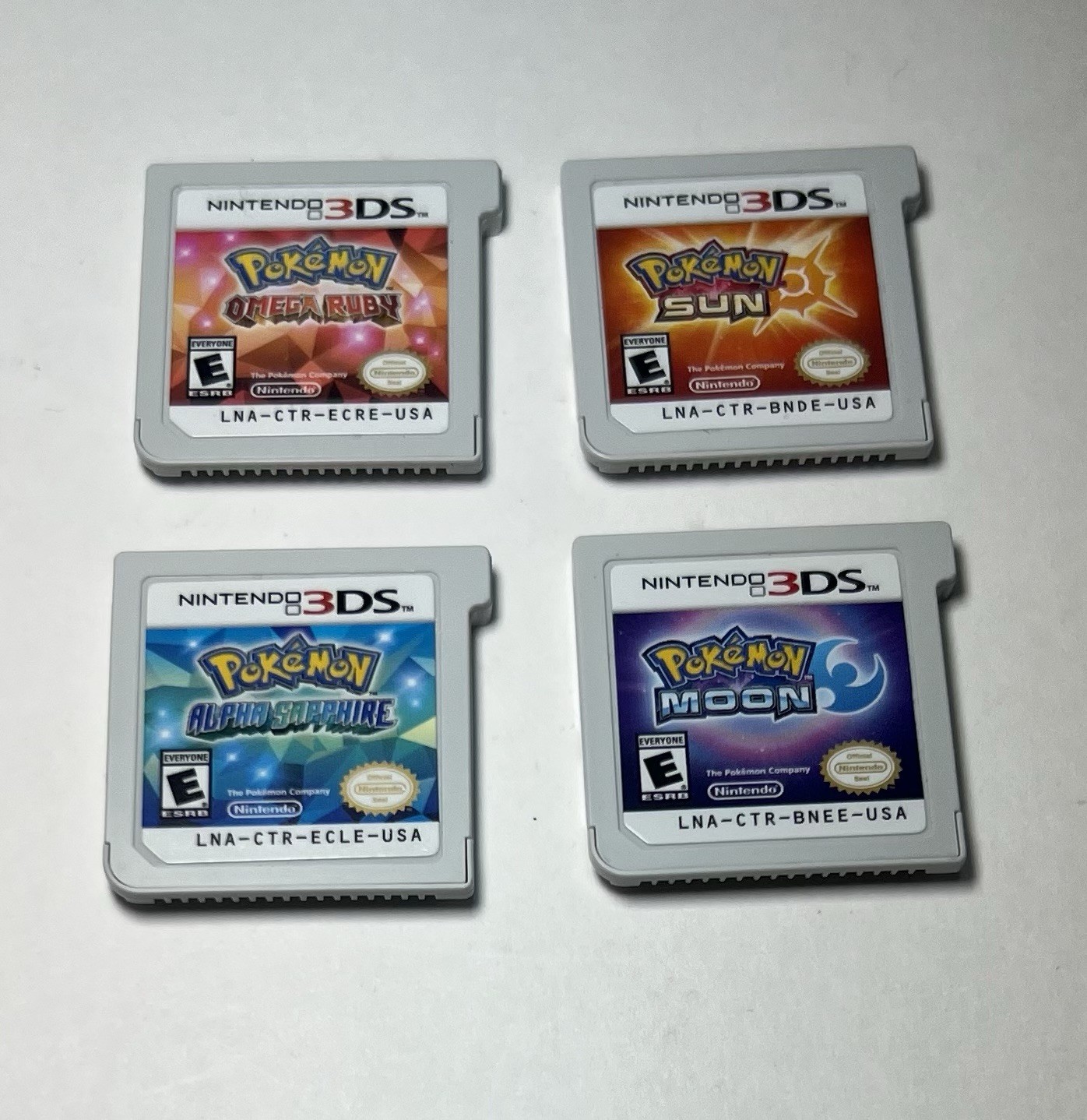 Pokemon Omega Ruby Alpha Sapphire Sun Moon 3DS Game Lot 4 Authentic••