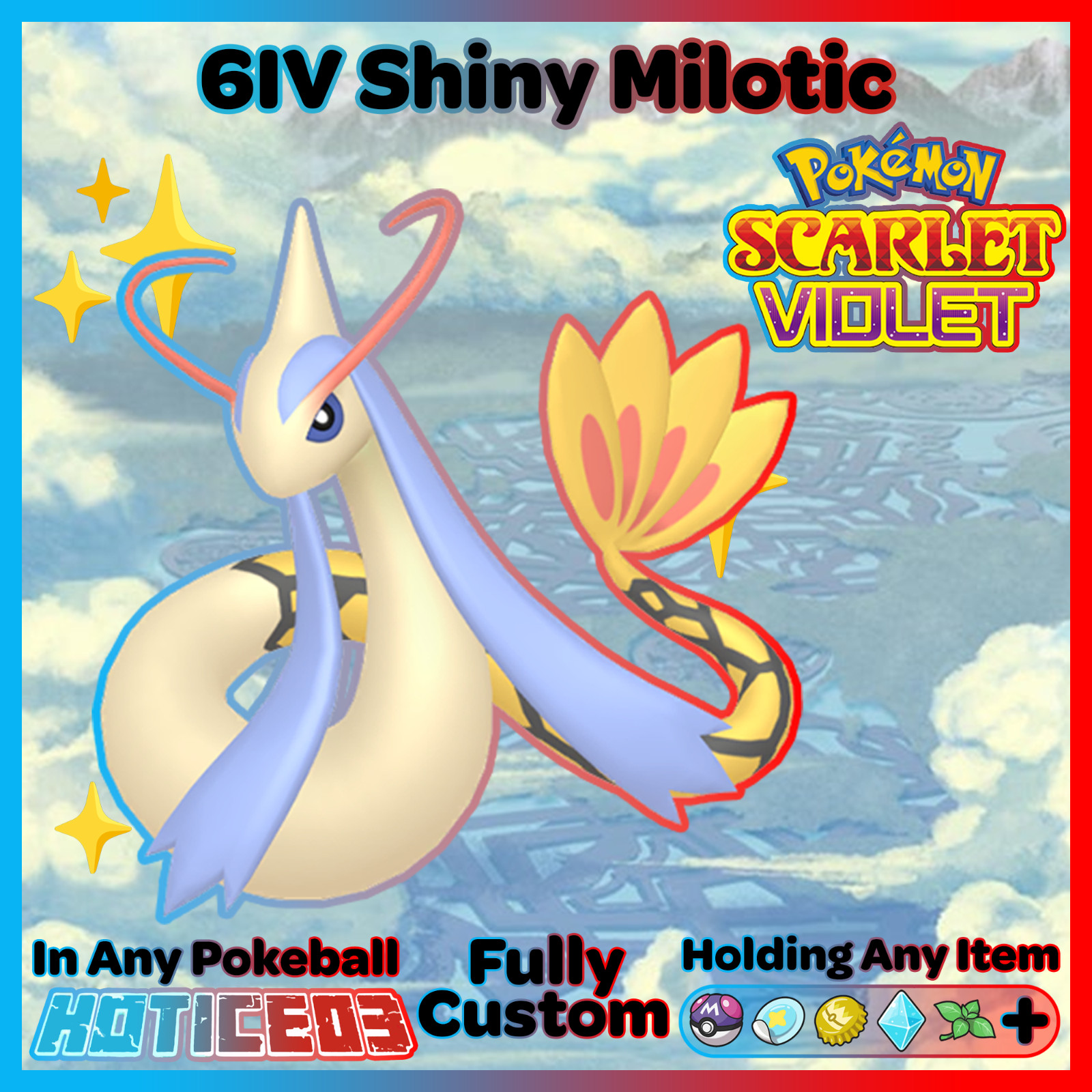MILOTIC ✨ SHINY 6IV ✨ Pokemon SCARLET and VIOLET lv100 Battle Ready +VGC EVs