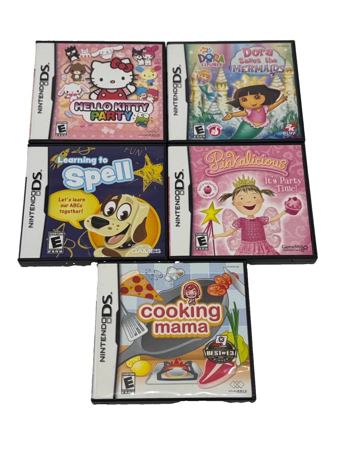 Nintendo DS 3DS Games W/ Cases Hello Kitty Dora Pinkalicious Cooking Lot Of 5