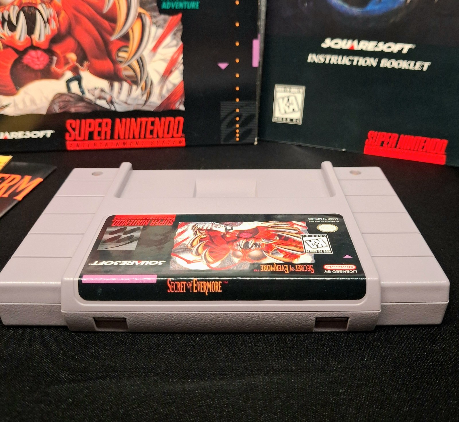 Secret of Evermore Nintendo SNES CIB Near Mint Box Ans Posters Complete