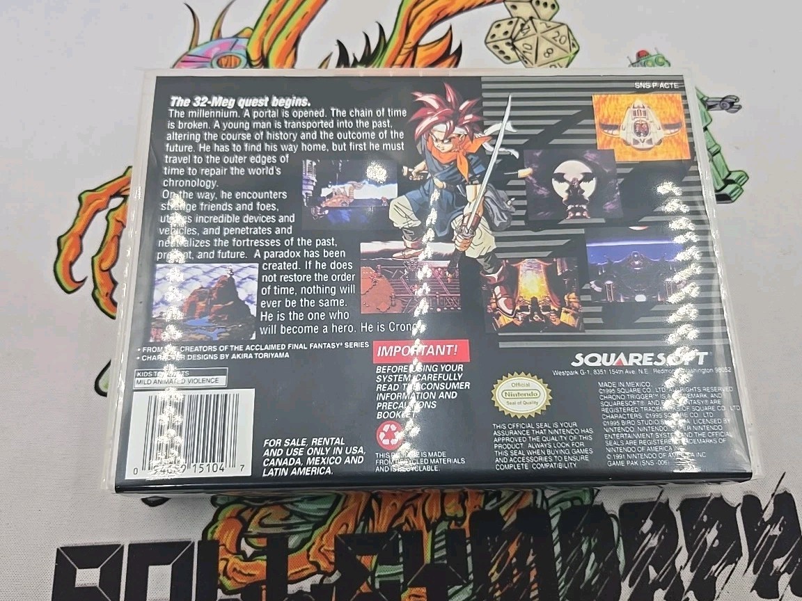 Chrono Trigger (SNES) – Original Authentic, 1995 – Good cond. W. 3rd Party Case