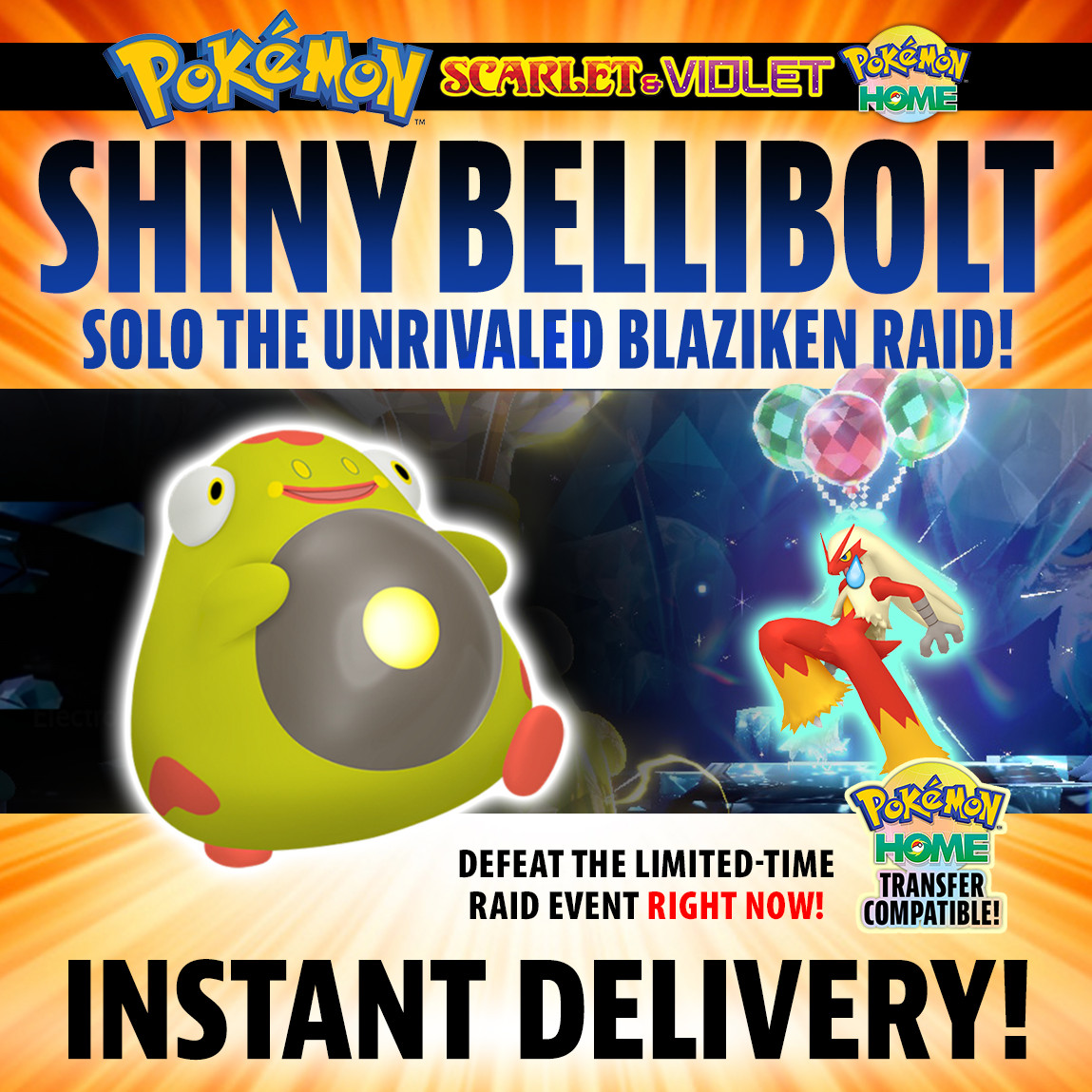 ✨ SHINY BELLIBOLT SOLO RAID BUILD for UNRIVALED BLAZIKEN POKEMON SCARLET VIOLET!