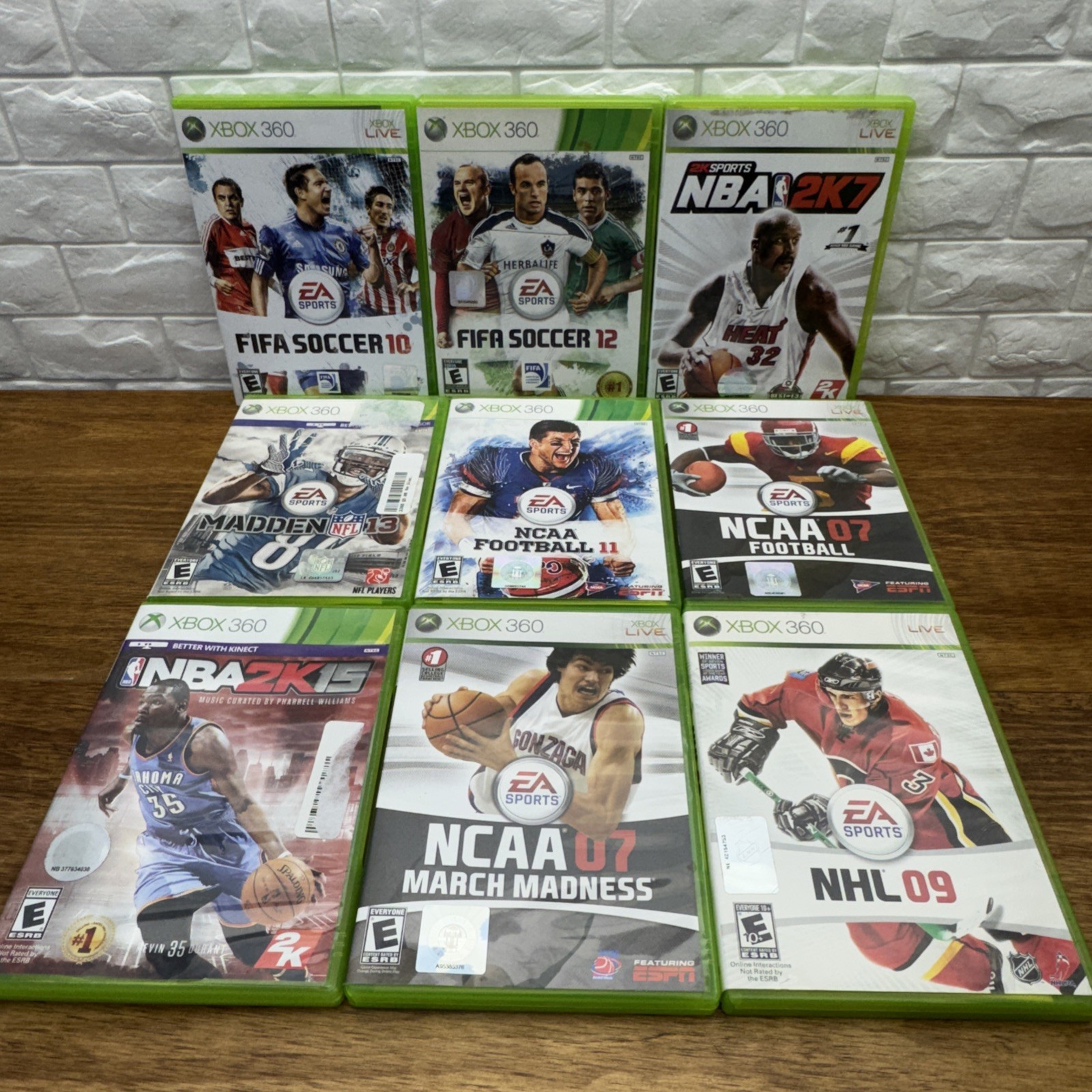 9 Game Sports Bundle Lot Mixed Sports (Microsoft Xbox 360) Madden NBA2K NCAA NHL