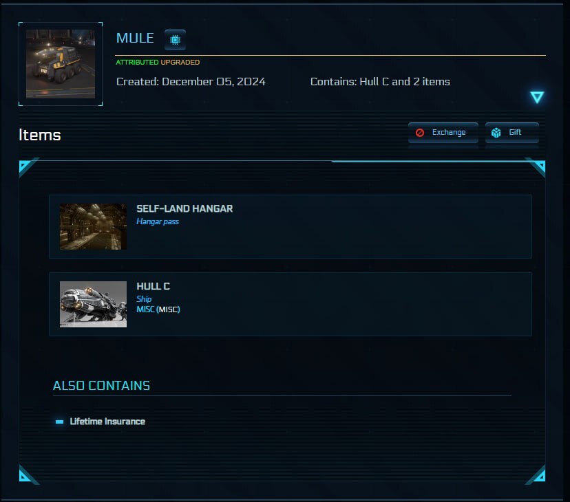 Star Citizen – Hull C LTI CCUd (Lifetime Insurance)