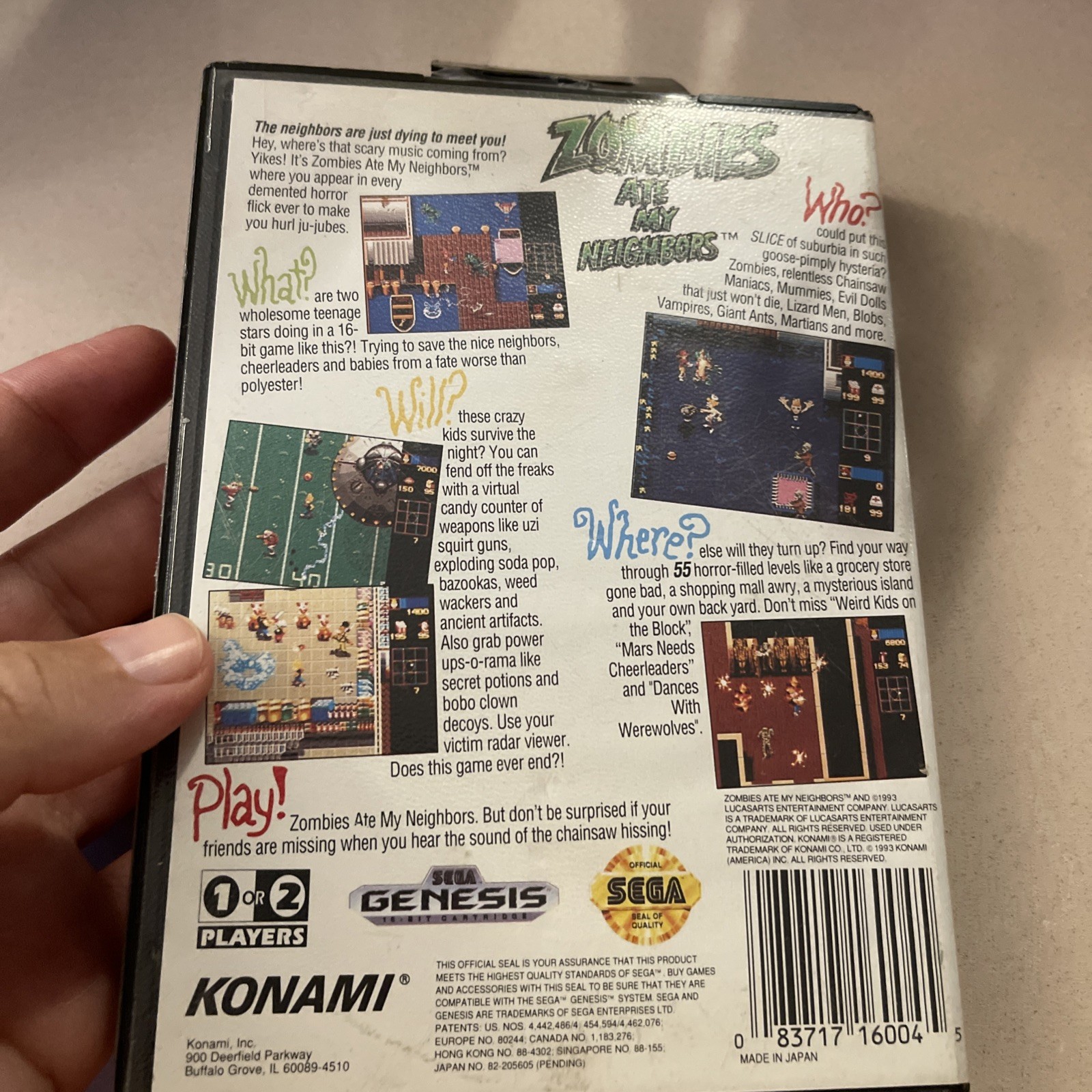 Zombies Ate My Neighbors, Sega Genesis Authentic + Tested CIB Nice VG no manual