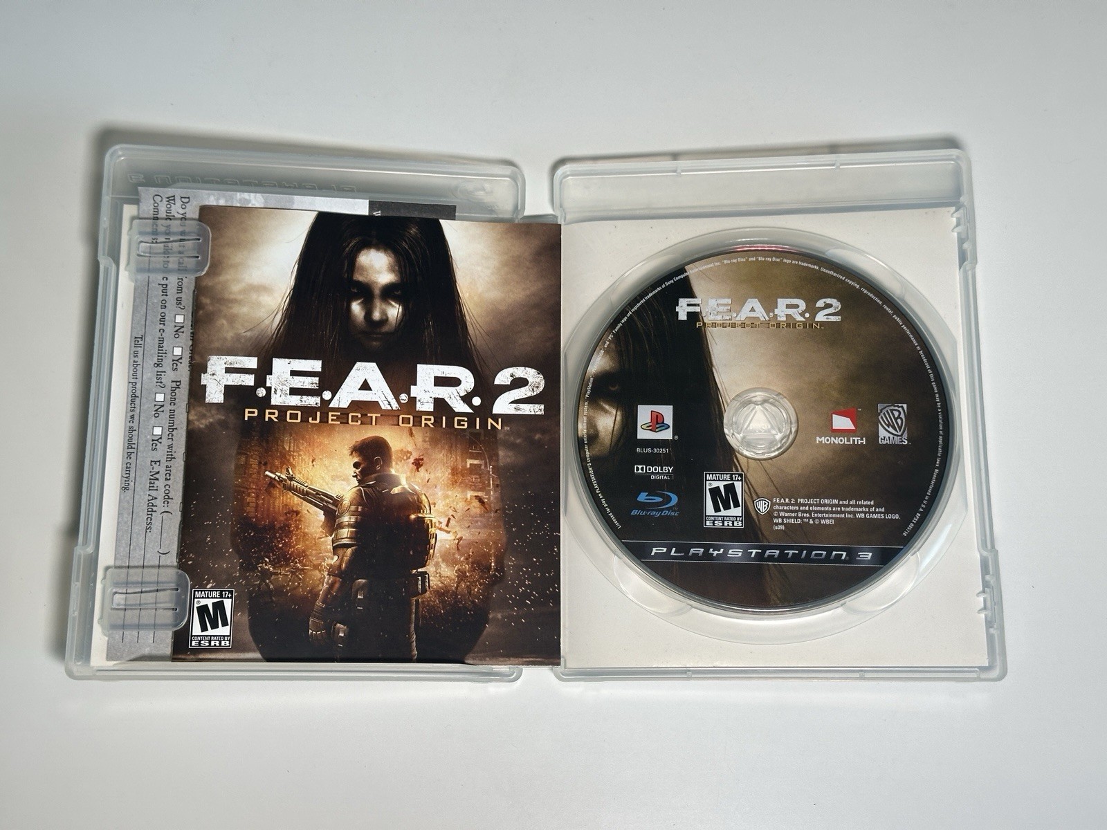 F.E.A.R. 2 Project Origin PS3 PlayStation 3 CIB COMPLETE / TESTED
