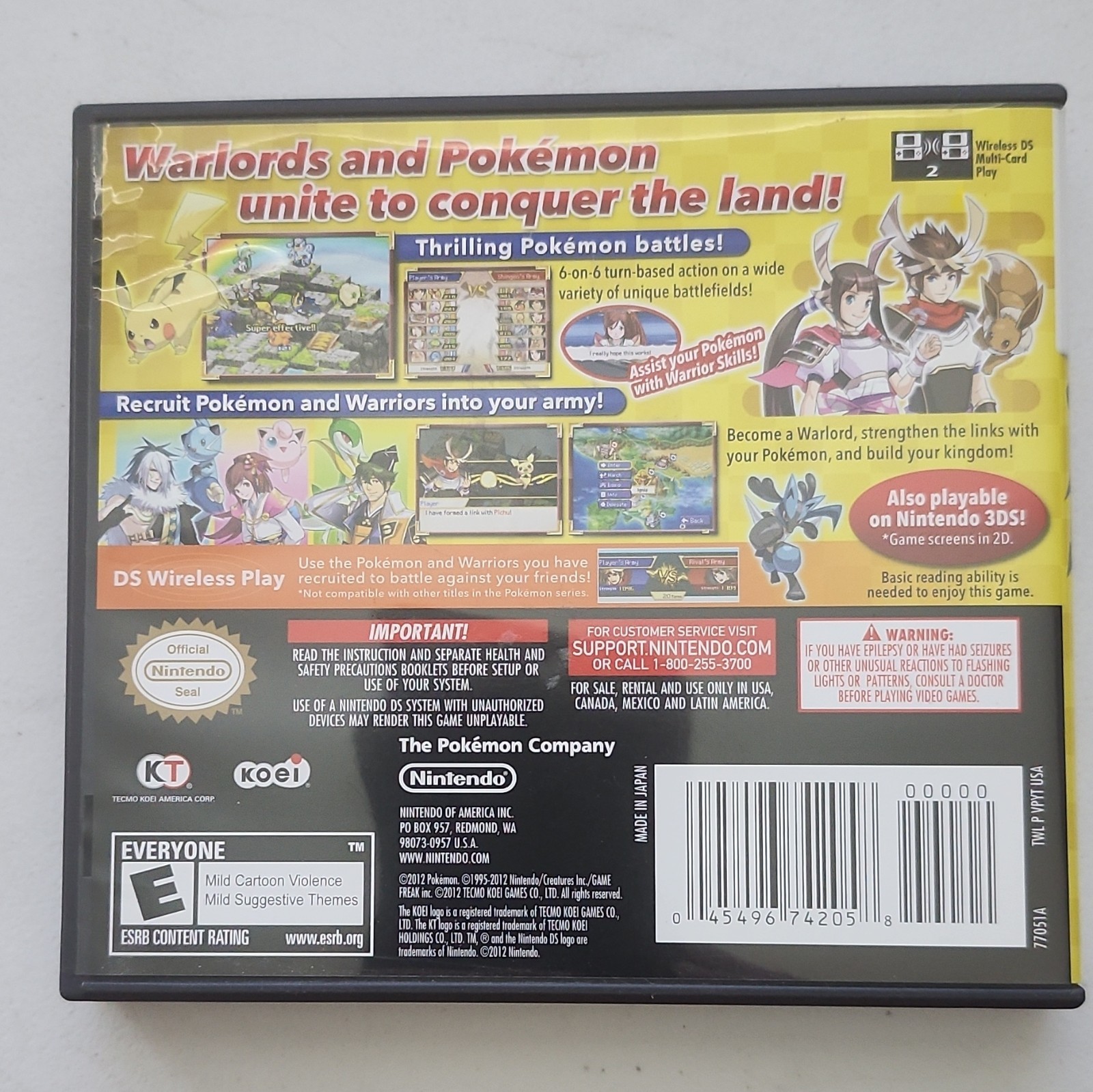 Nintendo Pokémon Conquest Nintendo DS E NTSC-U/C Turn-Based Strategy w/ Case