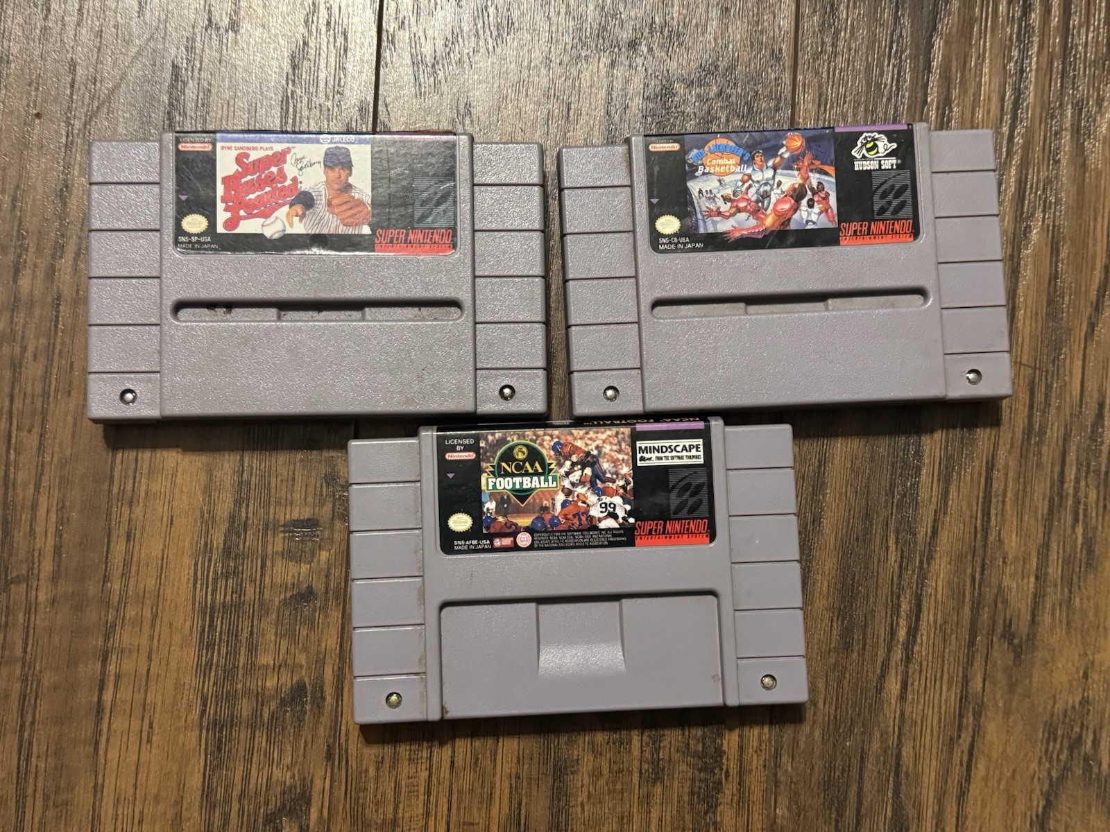 SNES Lot Super Bases Loaded, Bill Laimbeer Combat BasketBall, NCAA Football