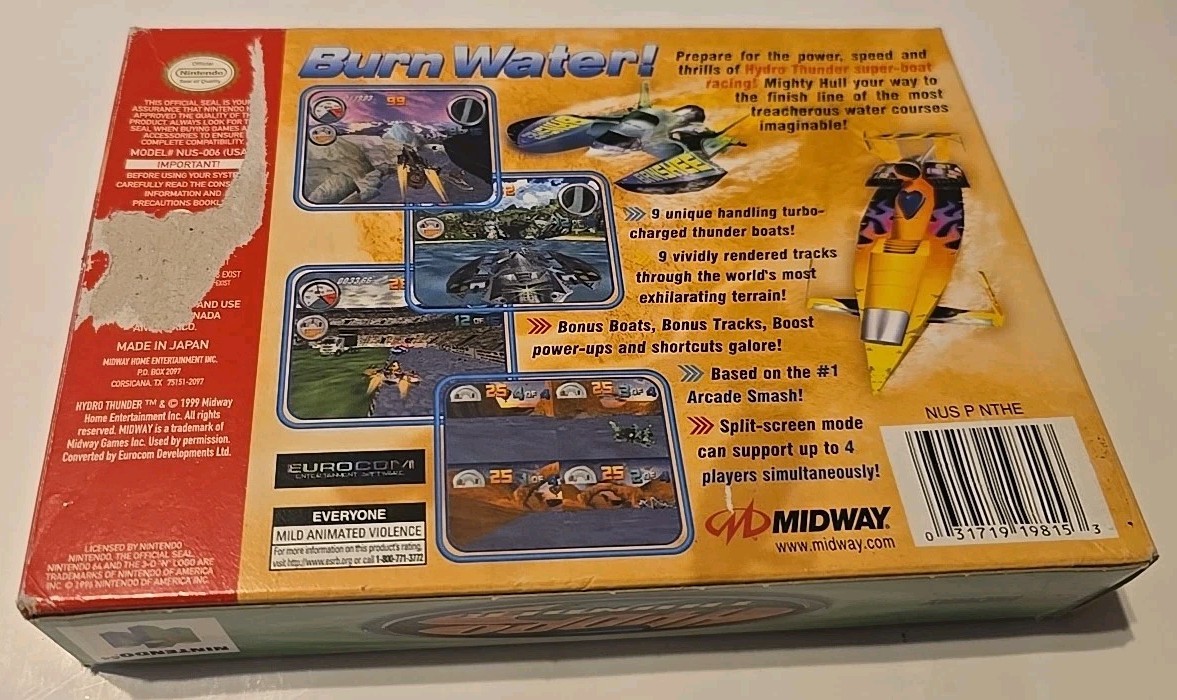 Hydro Thunder (Nintendo 64 N64, 2000) Tested With Box
