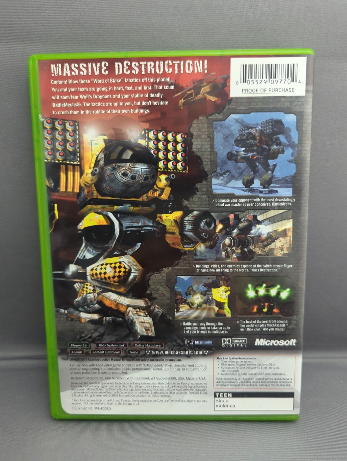 * MechAssault – Employee Copy (Microsoft Original Xbox, 2002) Complete CIB