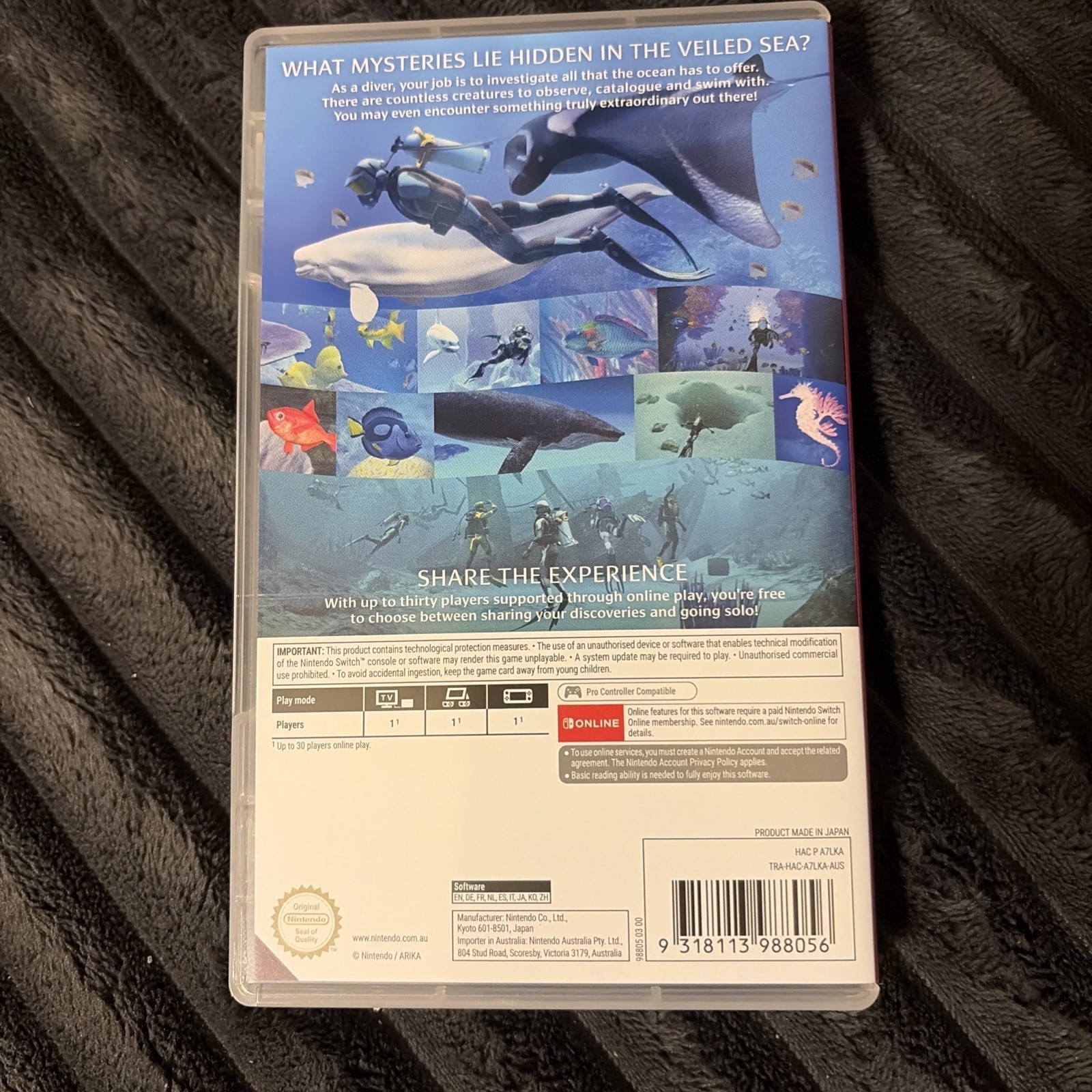 Endless Ocean Luminous Nintendo Switch Game Case Adult Owned Played Once