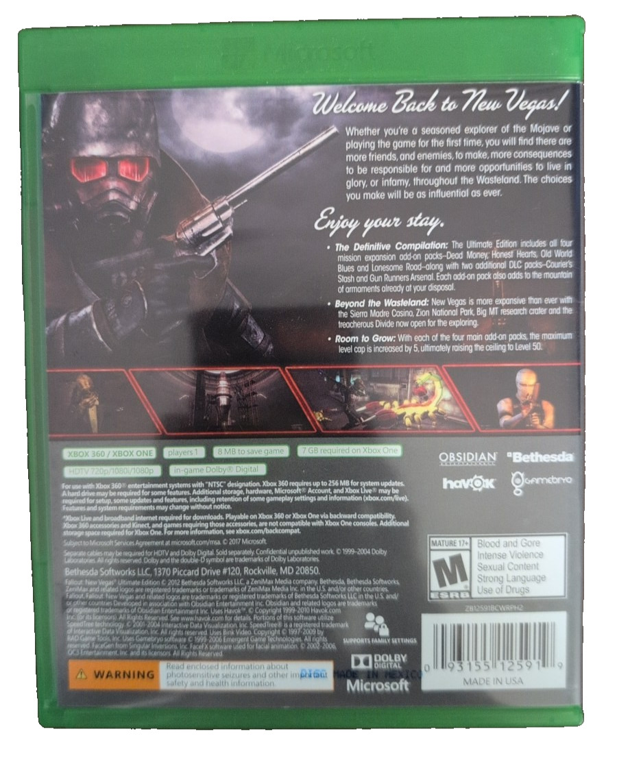 Fallout New Vegas Ultimate Edition Xbox One Xbox 360 CIB All DLC