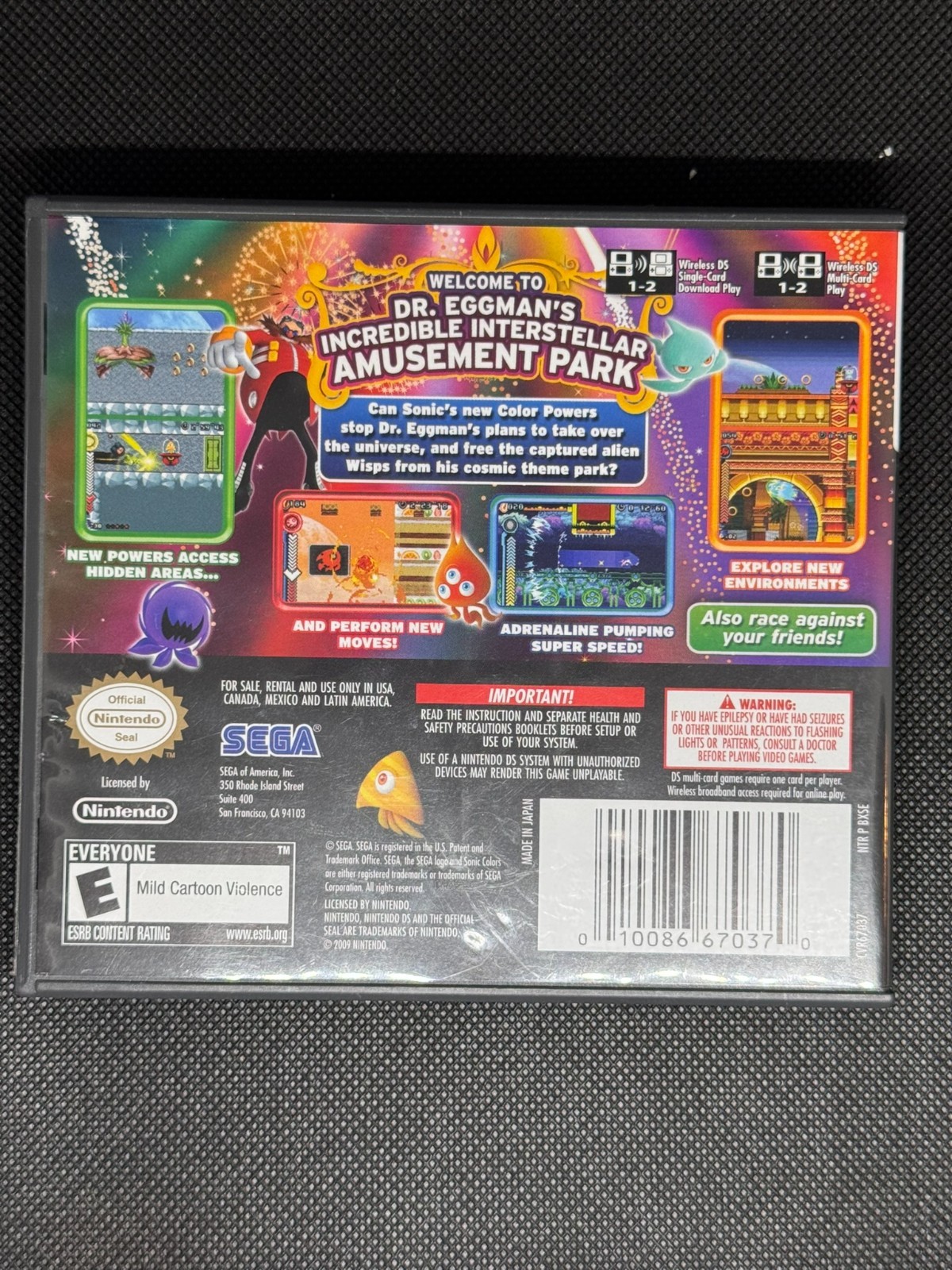Sonic Colors (Nintendo DS, 2010) CIB Complete, Authentic, Tested & Working