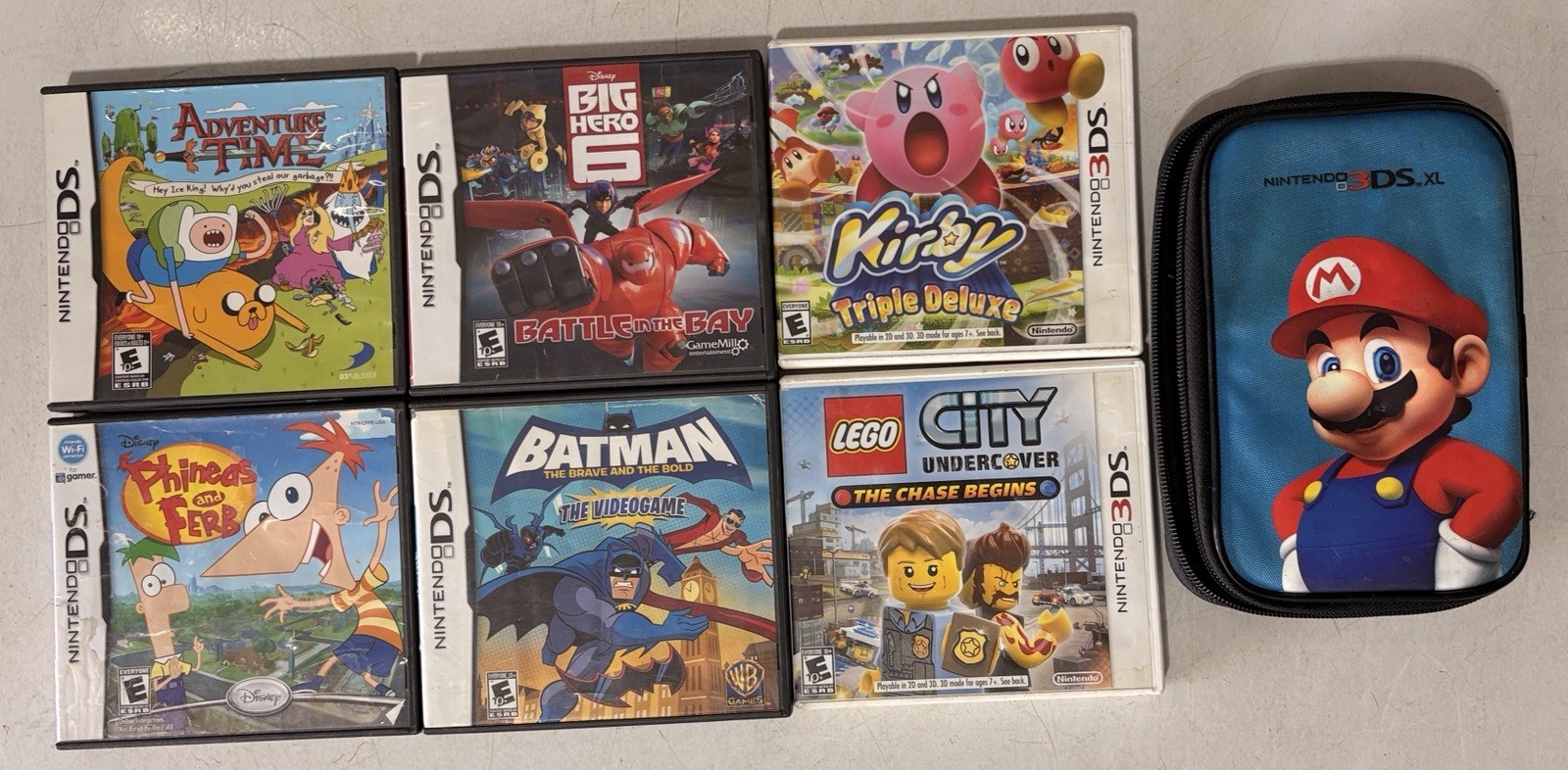 Lot of 6 Nintendo DS & 3DS Assorted Games & Carrying Case: Kirby, Batman, Lego
