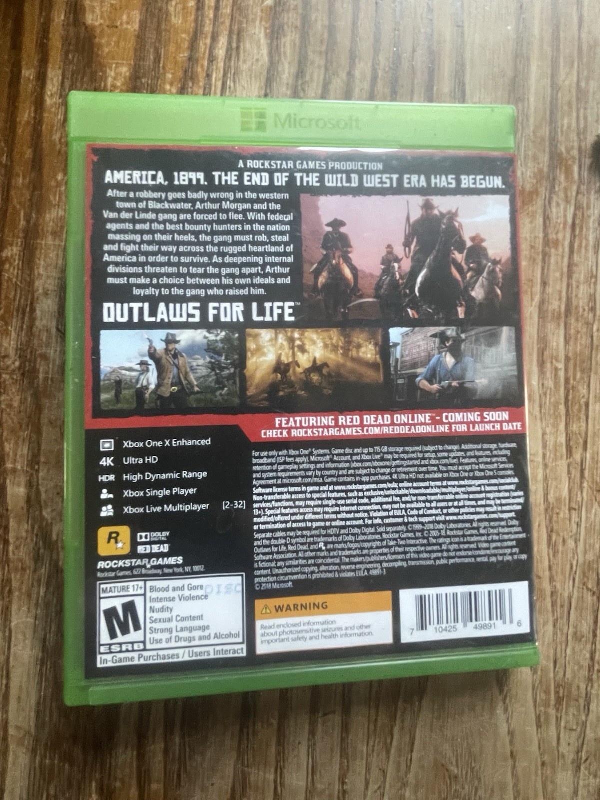 Red Dead Redemption 2 – Microsoft Xbox One Poster Map No Manual