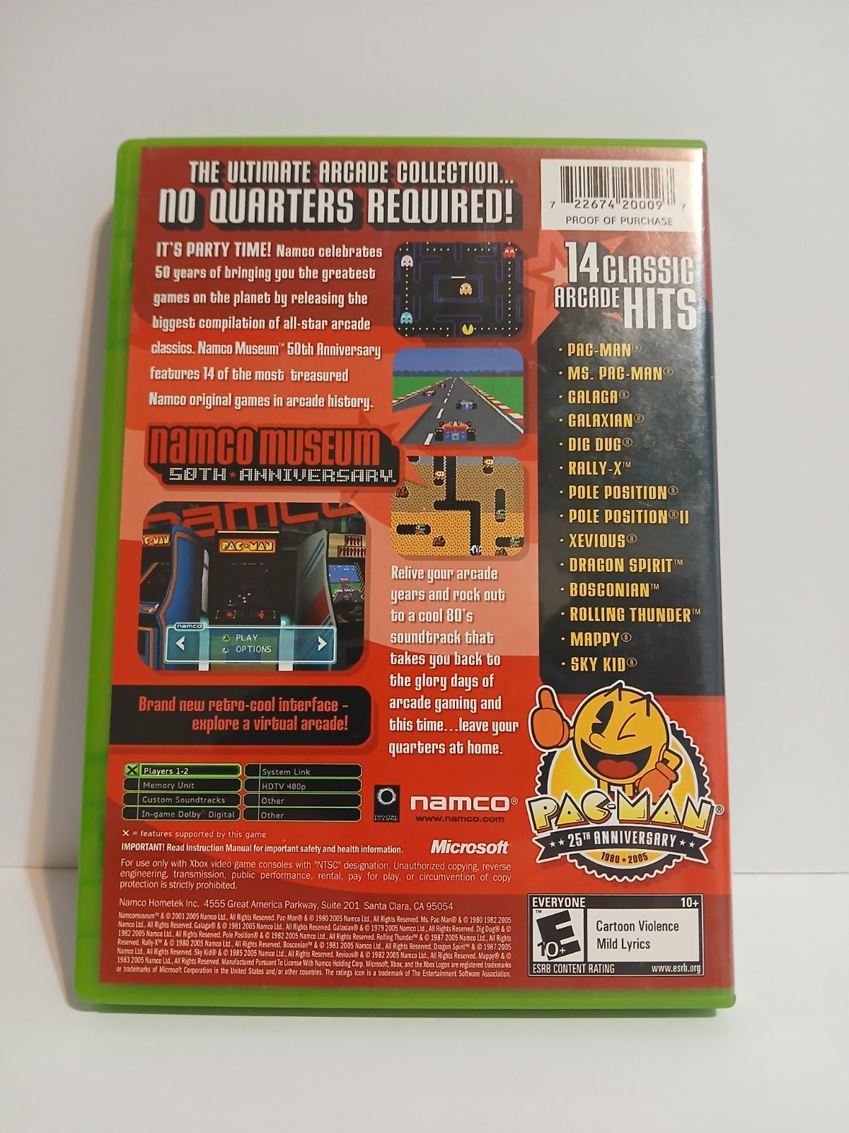 Namco Museum 50th Anniversary (Microsoft Xbox, 2005) Complete game Tested CIB