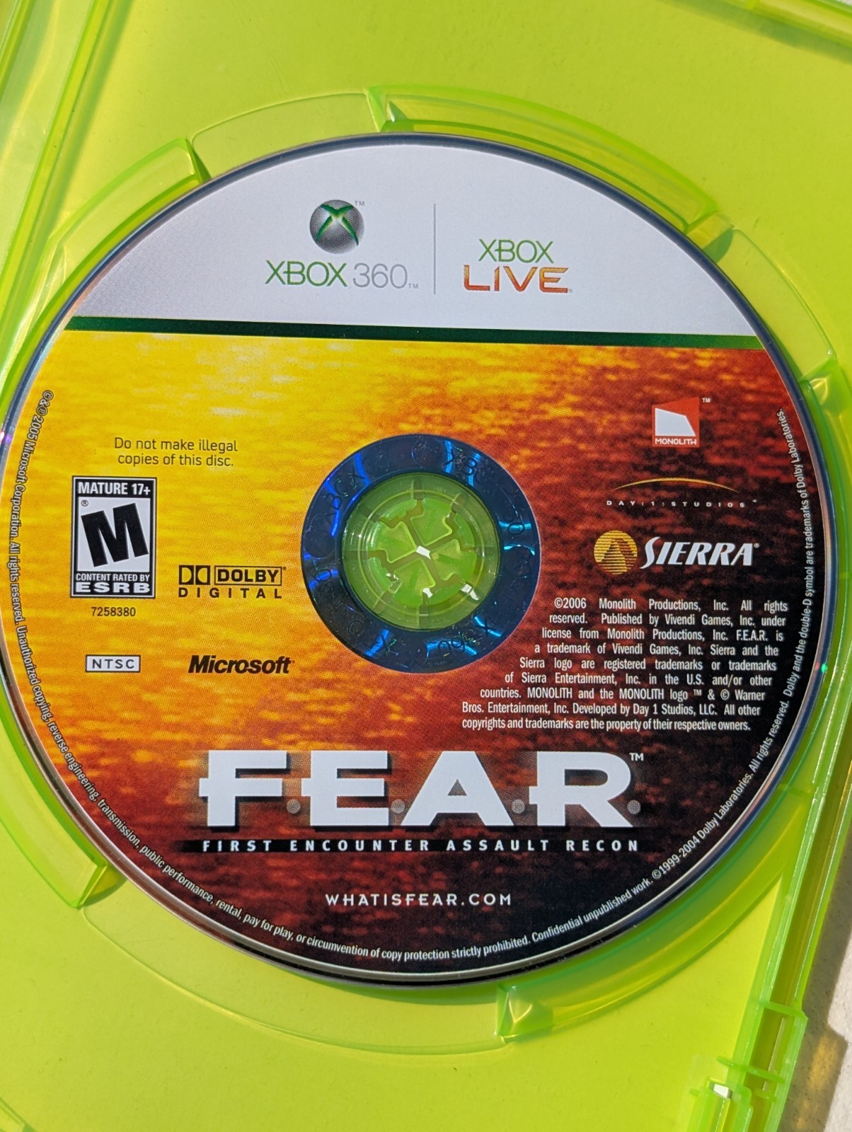 F.E.A.R.: First Encounter Assault Recon Xbox 360 Horror Game Tested Working
