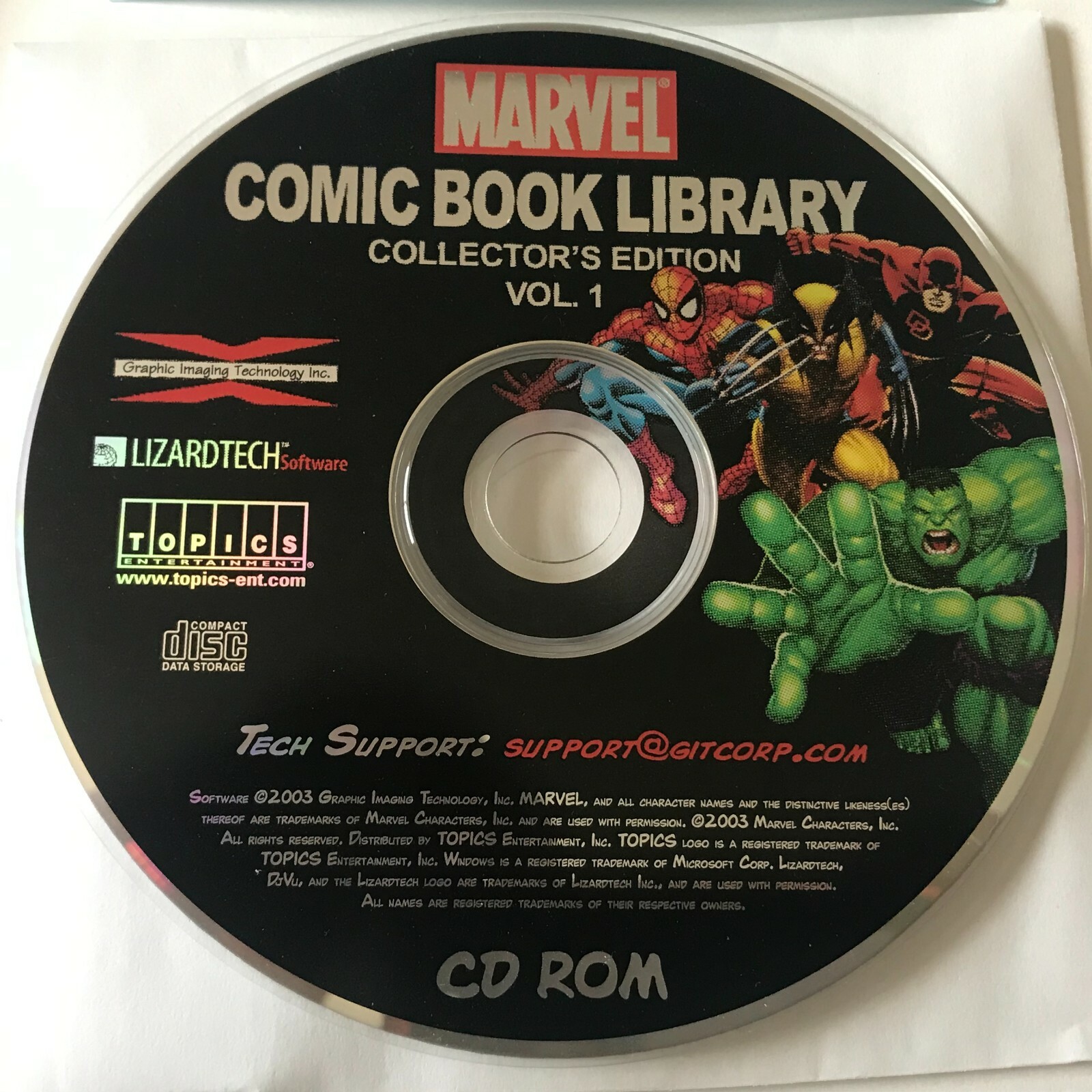 Marvel Comic Book Library Collector’s Edition Vol. 1 PC CD-ROM Used with Box