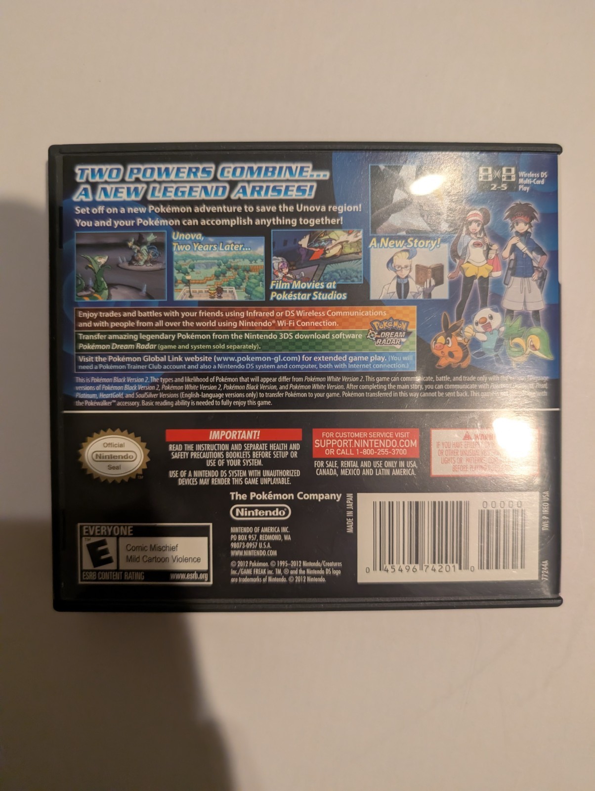Nintendo Pokémon Black (2012) Version 2 DS w/ Manual, Wi-Fi Multiplayer NTSC.