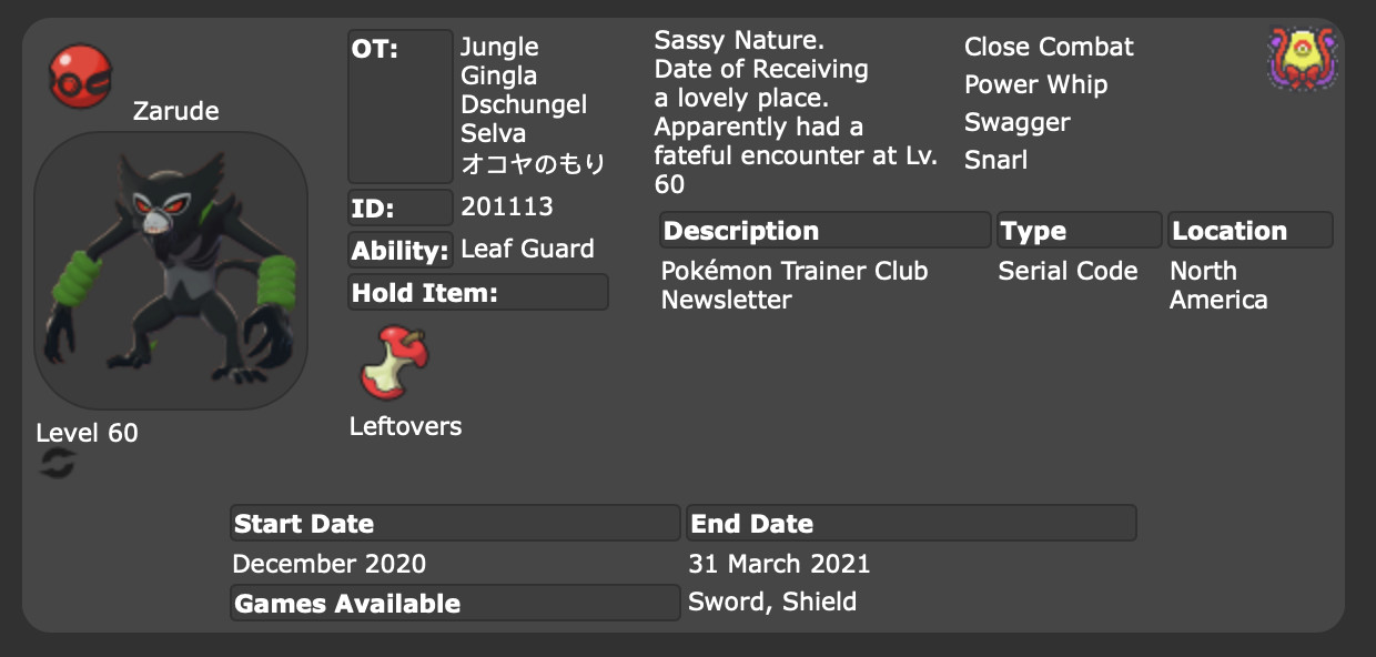 ZARUDE & DADA ZARUDE 🍃 EVENT EXCLUSIVE UNTOUCHED Pokemon Scarlet Violet & more!