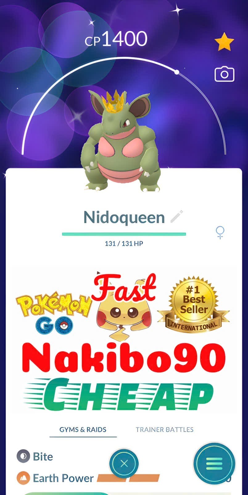 Pokémon Go – Shiny Nidoqueen with Crown – Tra de – P’TC Read Description