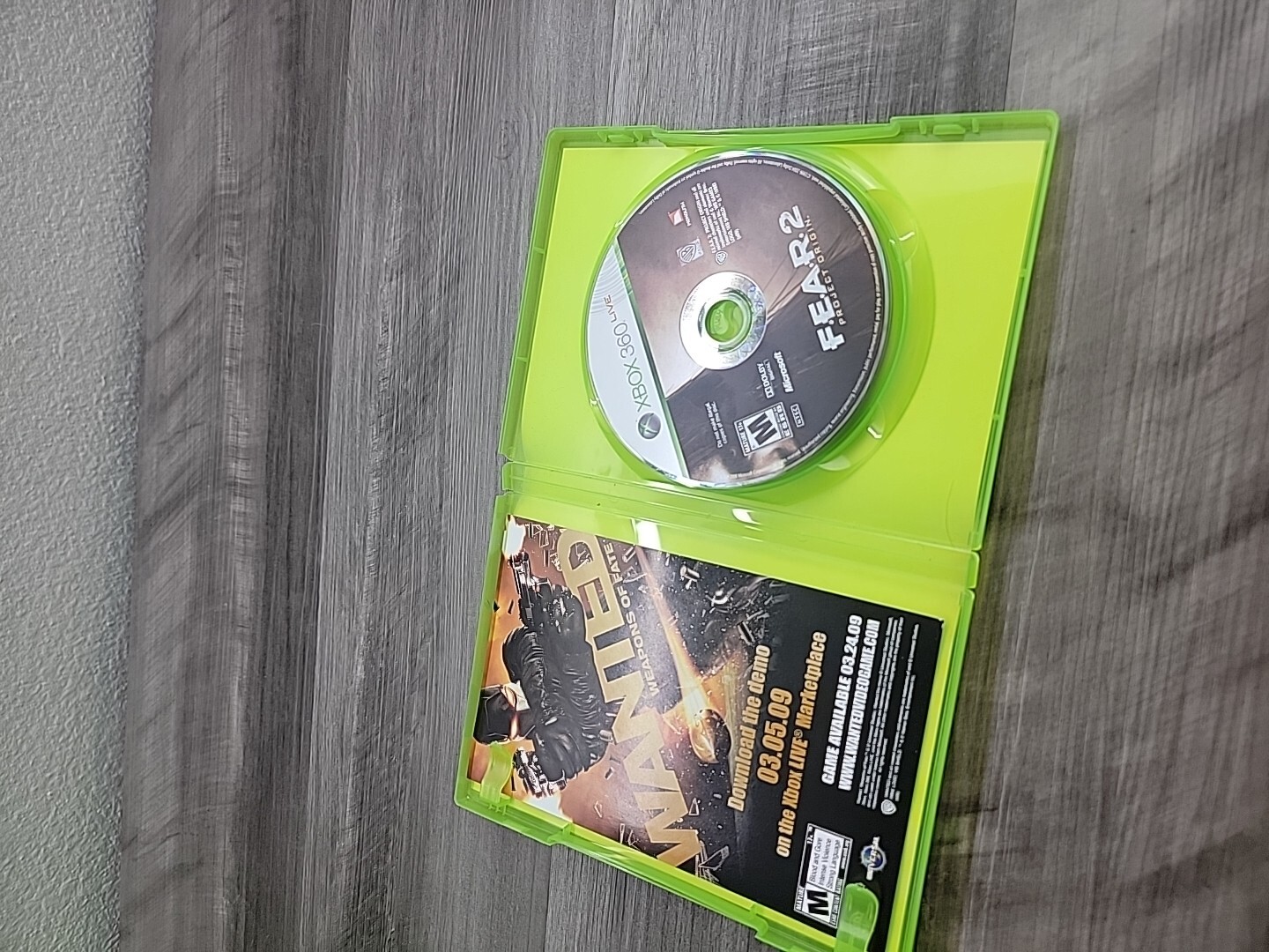 F.E.A.R. 2: Project Origin Xbox 360 Video Game (2009) Monolith HORROR (TESTED)