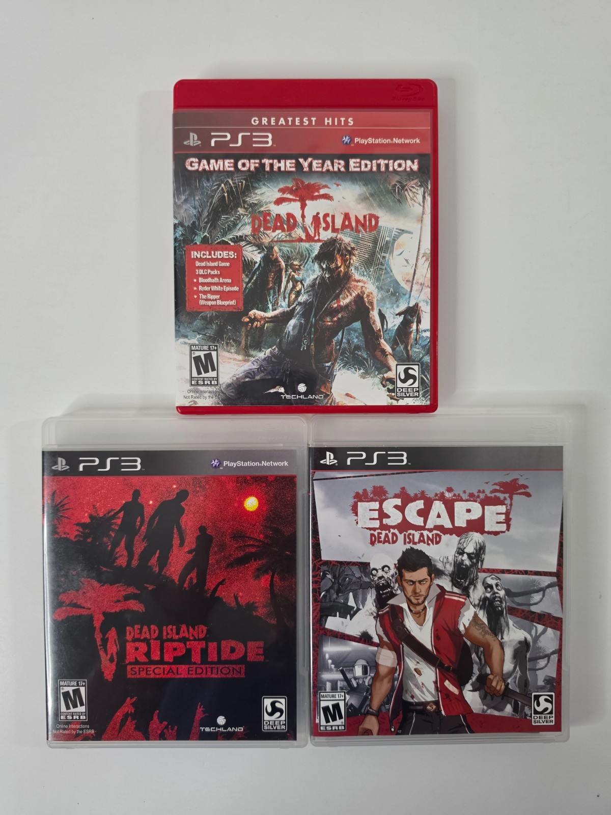 Dead Island Trilogy PS3 Bundle – GOTY, Riptide SE, Escape – CIB – Mint Discs