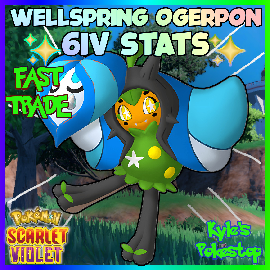 ✨ 6IV ALL 4 OGERPON ✨ POKEMON SCARLET & VIOLET EV BATTLE READY 🚀SENTFAST 4 PACK