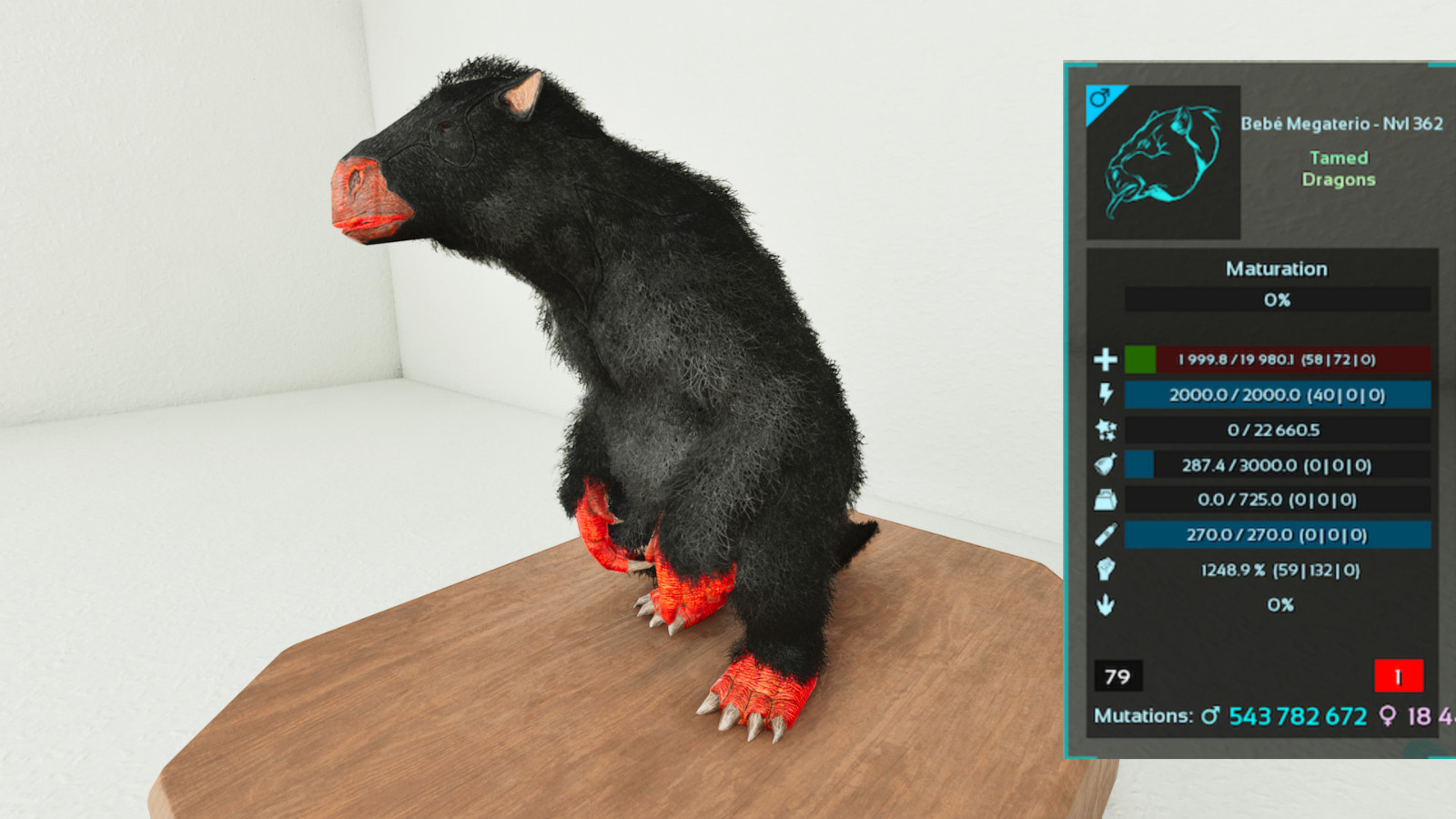 🔥ARK Survival Ascended OFFICIAL PVE -PAIR ADULT MEGATHERIUM SOLID TOP STATS