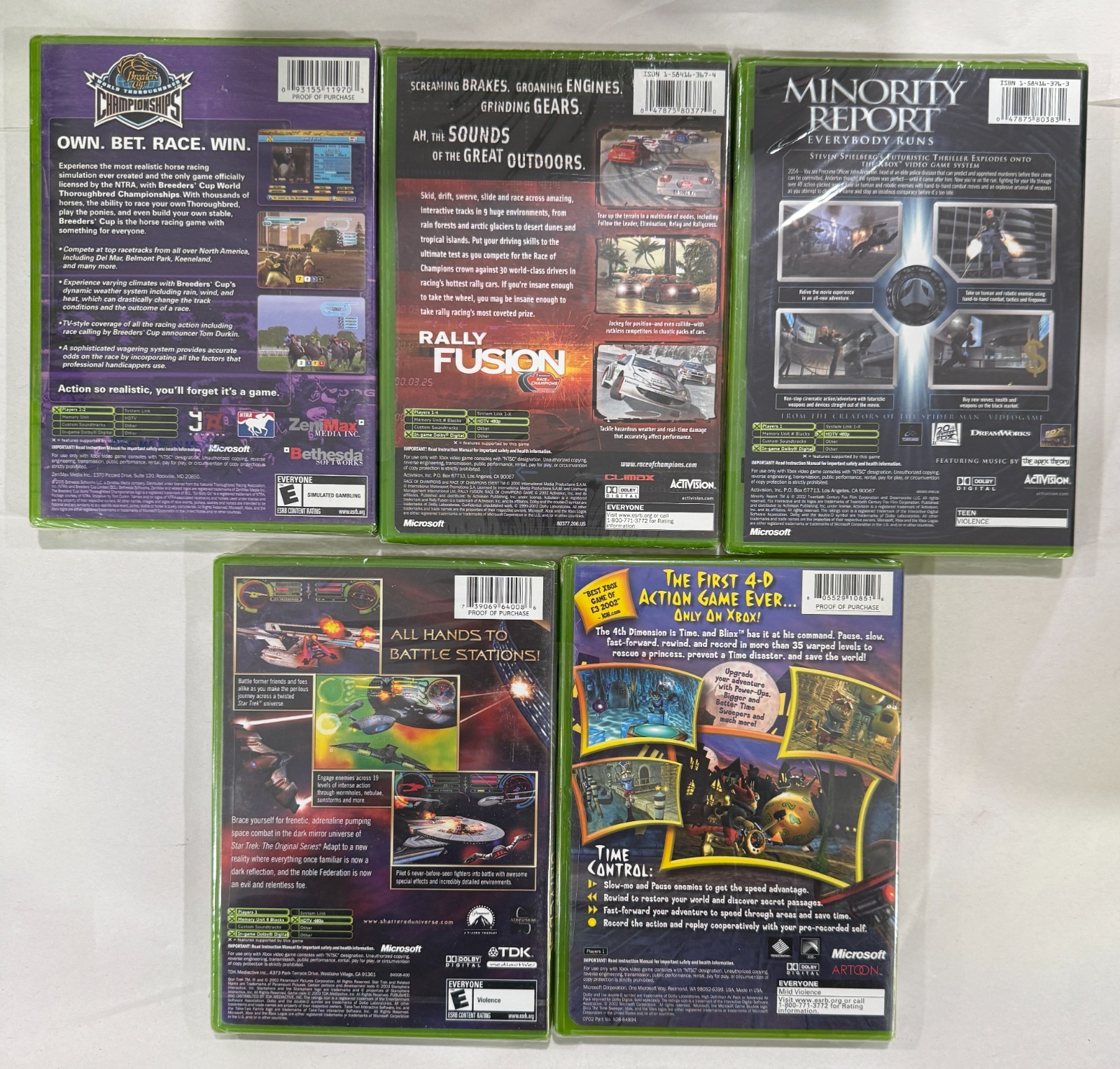 Xbox – 5 New Game Lot – Blinx: The Time Sweeper, Breeders Cup, Star Trek