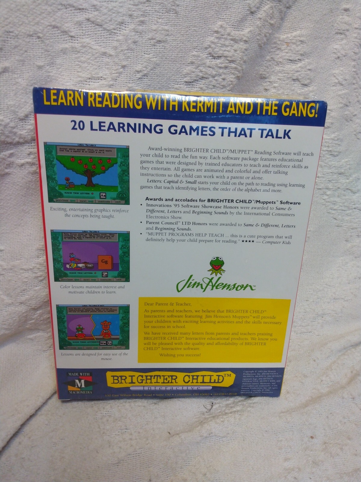 NEW Brighter Child Interactive PC Game Jim Henson Muppets Kindergarten Ages 3-7