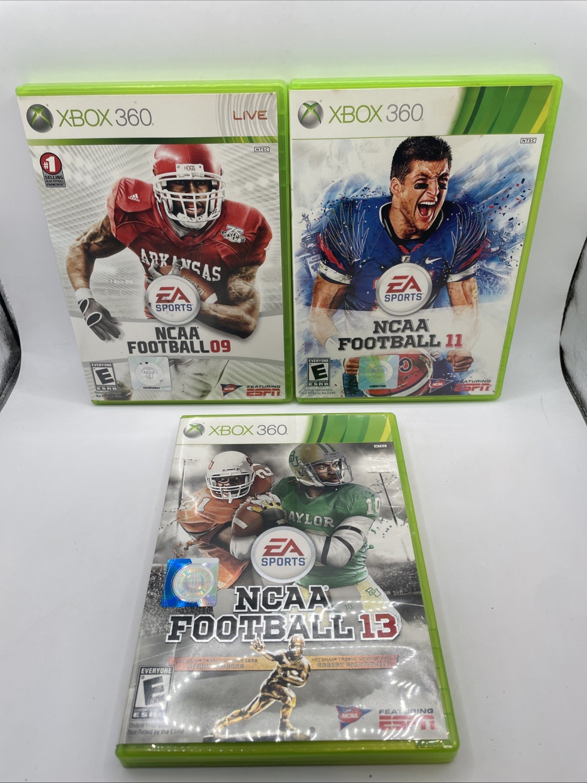 NCAA Football 09, 11, 13Microsoft Xbox 360 Bundle Lot Set